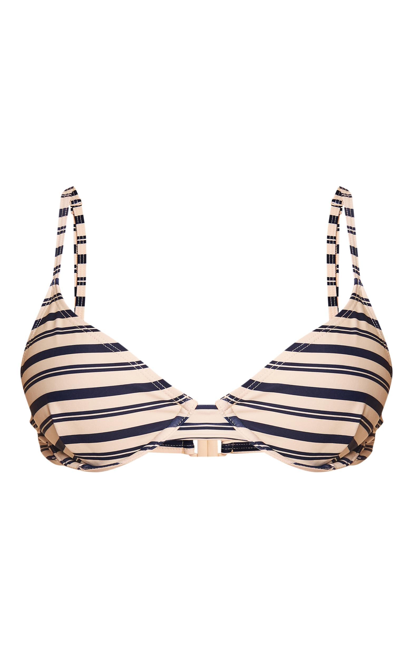 Navy Stripe Underwired Bikini Top Product Image