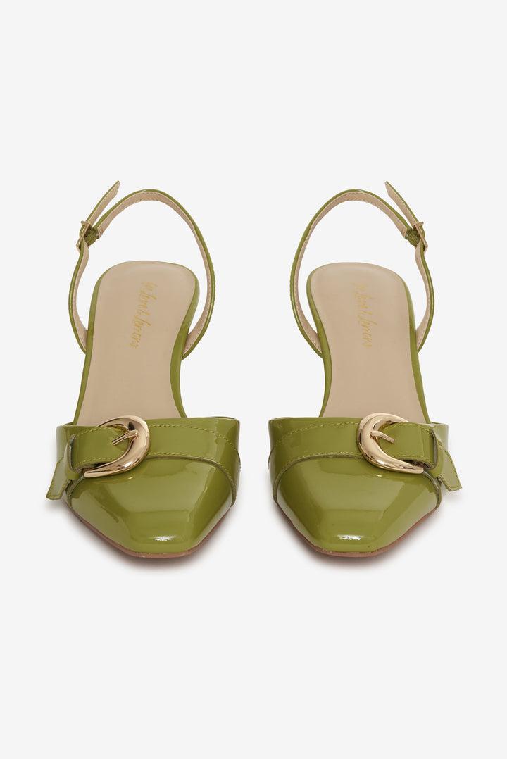 Marion Buckle Heel — Green Product Image