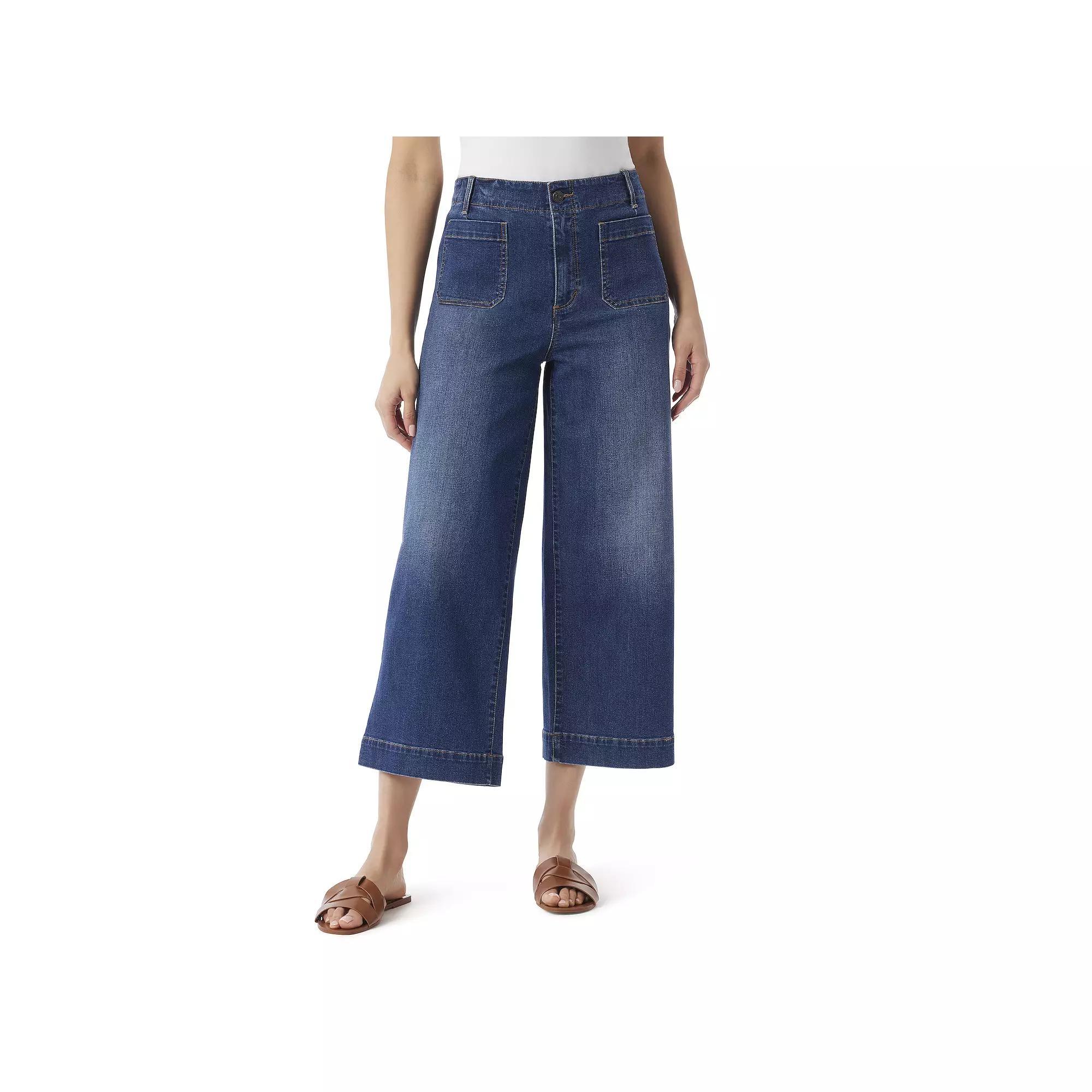 Womens Gloria Vanderbilt Shape Effect Patch Pocket Wide Leg Crop Jeans Product Image