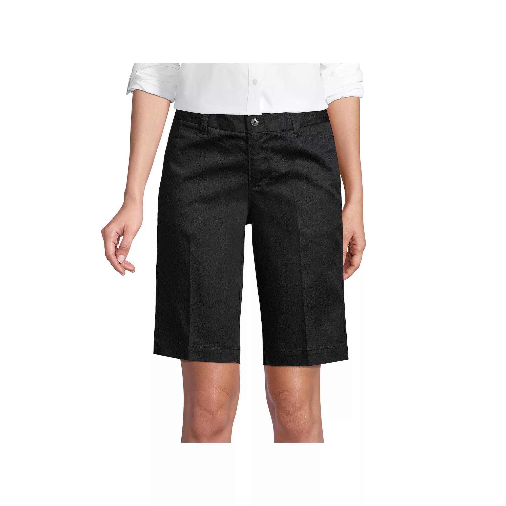 Women's Lands' End Front Blend Chino Shorts, Size: 8, Black Product Image