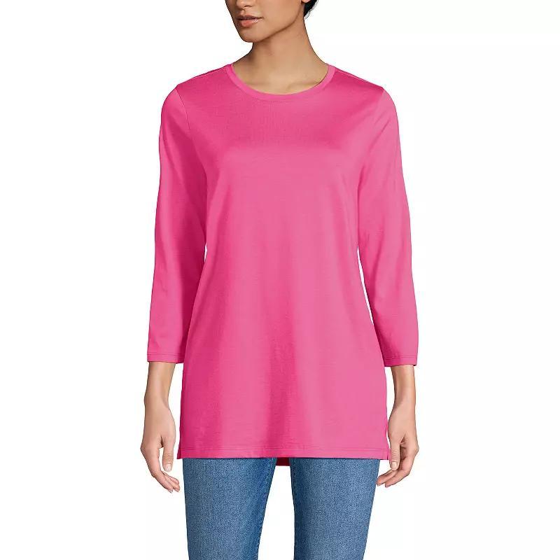 Petite Lands' End 3/4-Sleeve Supima Cotton Crewneck Tunic, Women's, Size: Medium Petite, Lily  Green Product Image