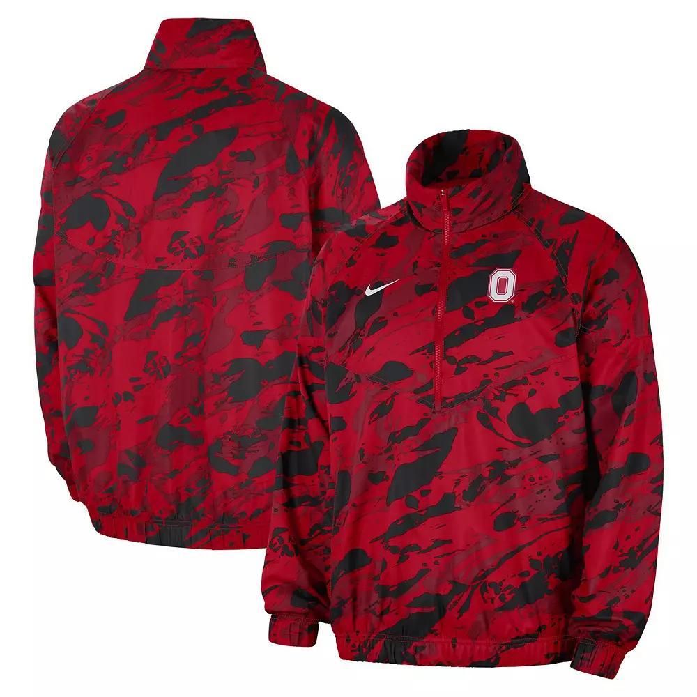 Men's Nike  Scarlet Ohio State Buckeyes Anorak Half-Zip Jacket, Size: Medium, Red Product Image