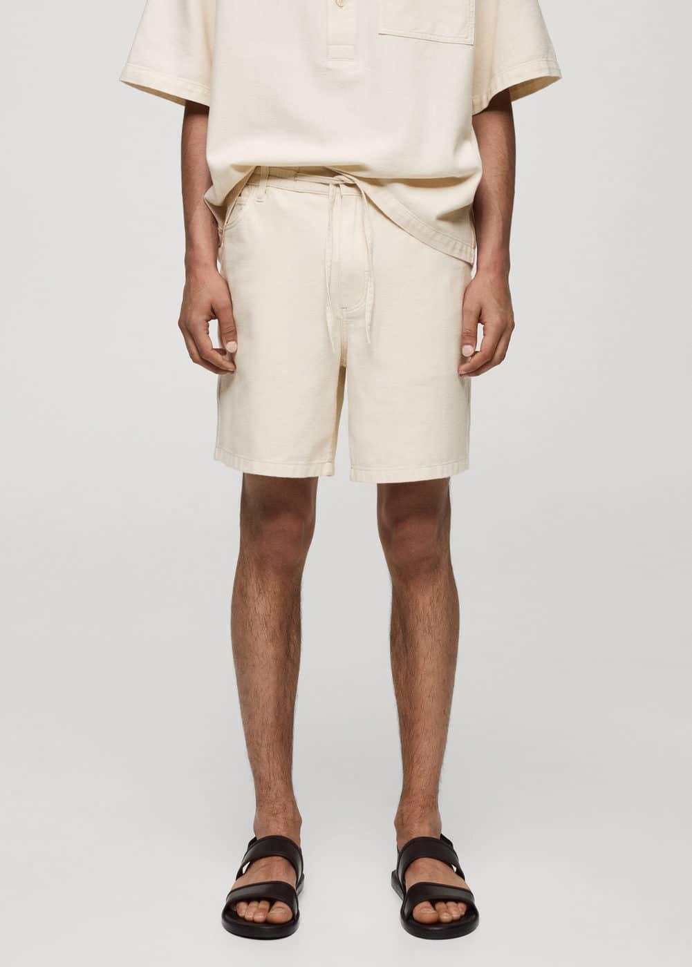 Mango Mens Drawstring Detail Cotton Shorts Product Image