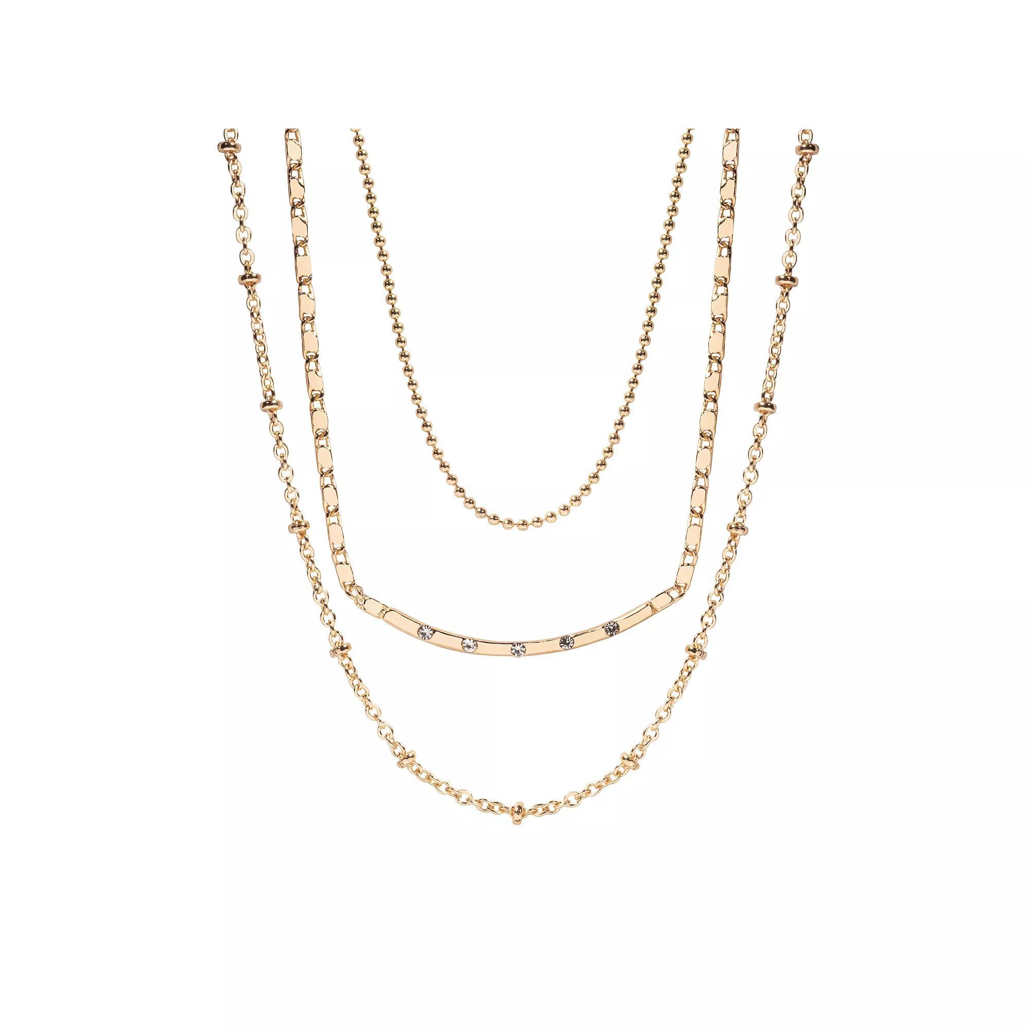 LC Lauren Conrad 3 Row Chain Necklace, Women's, Clear Product Image