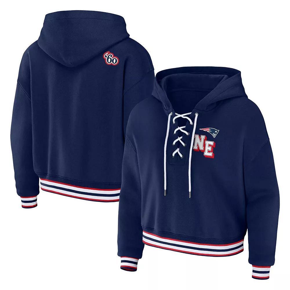 Women's WEAR by Erin Andrews Royal Buffalo Bills Plus Size Lace-Up Pullover Hoodie, Size: 2XL, Blue Product Image
