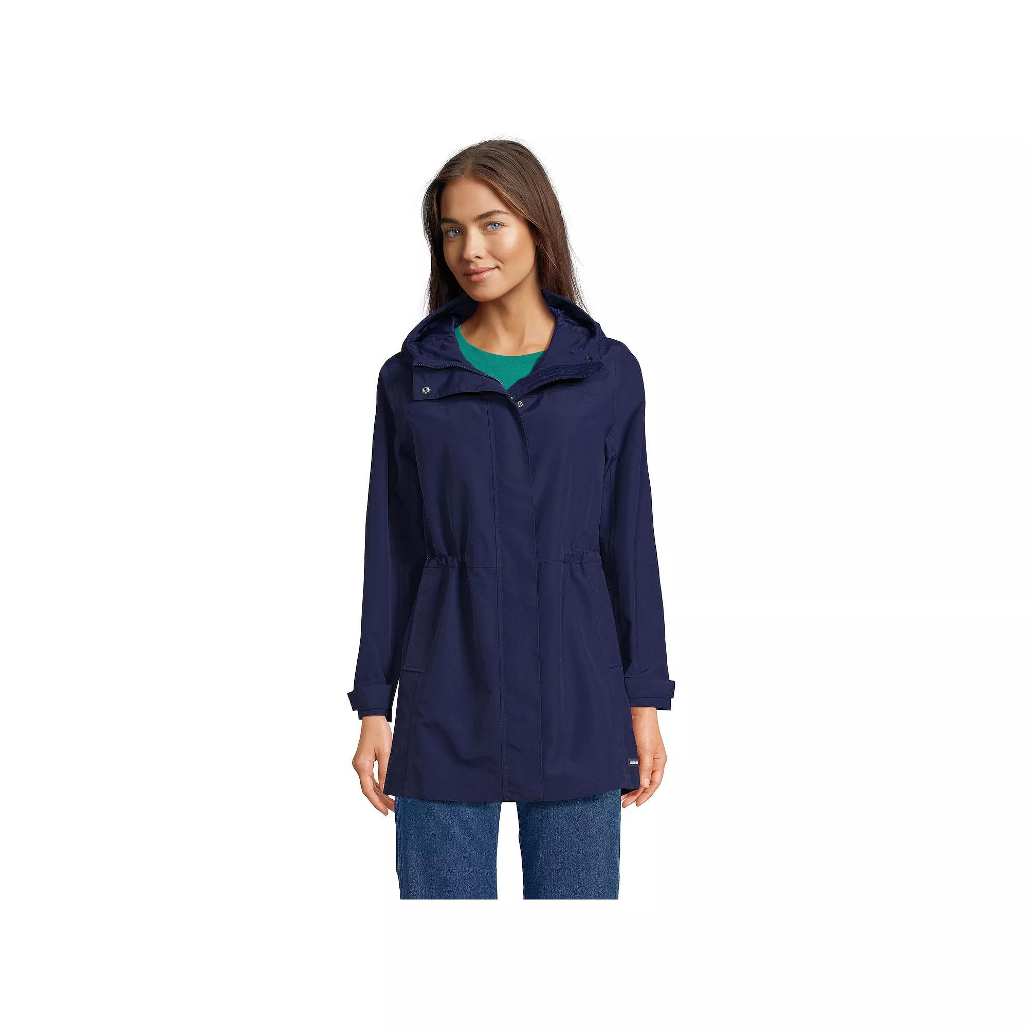 Women's Lands' End Classic Squall Hooded Raincoat, Size: Large, Deep  Blue Product Image