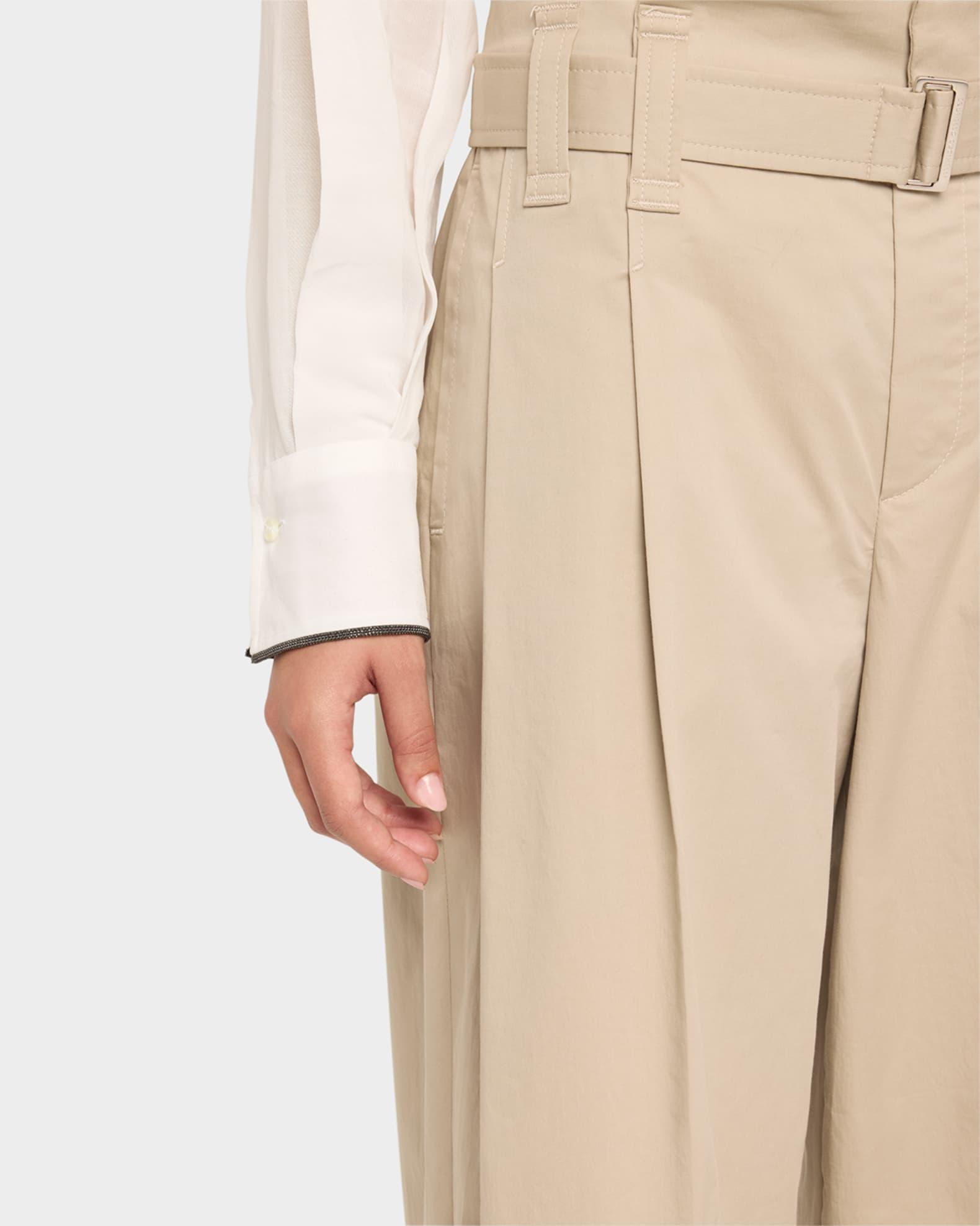 Pleated Cotton Gabardine Wide-Leg Cargo Pants Product Image