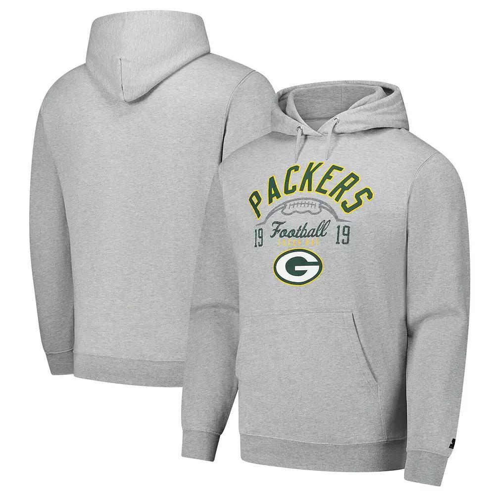 Men's Starter  Heather Gray Green Bay Packers Pullover Hoodie, Size: Large, Grey Product Image