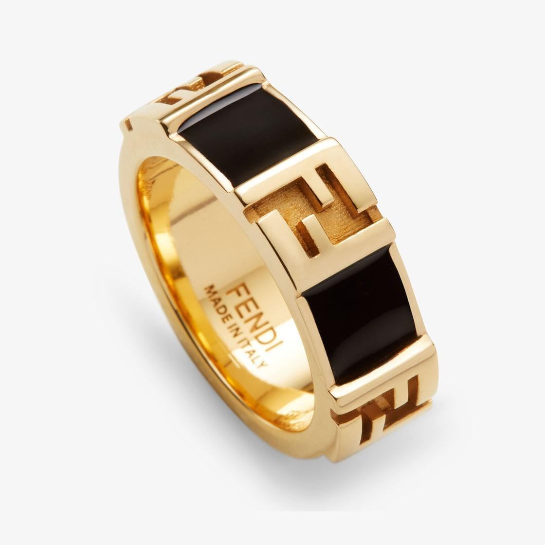 Forever Fendi ringGold-colored and black metal ring Product Image