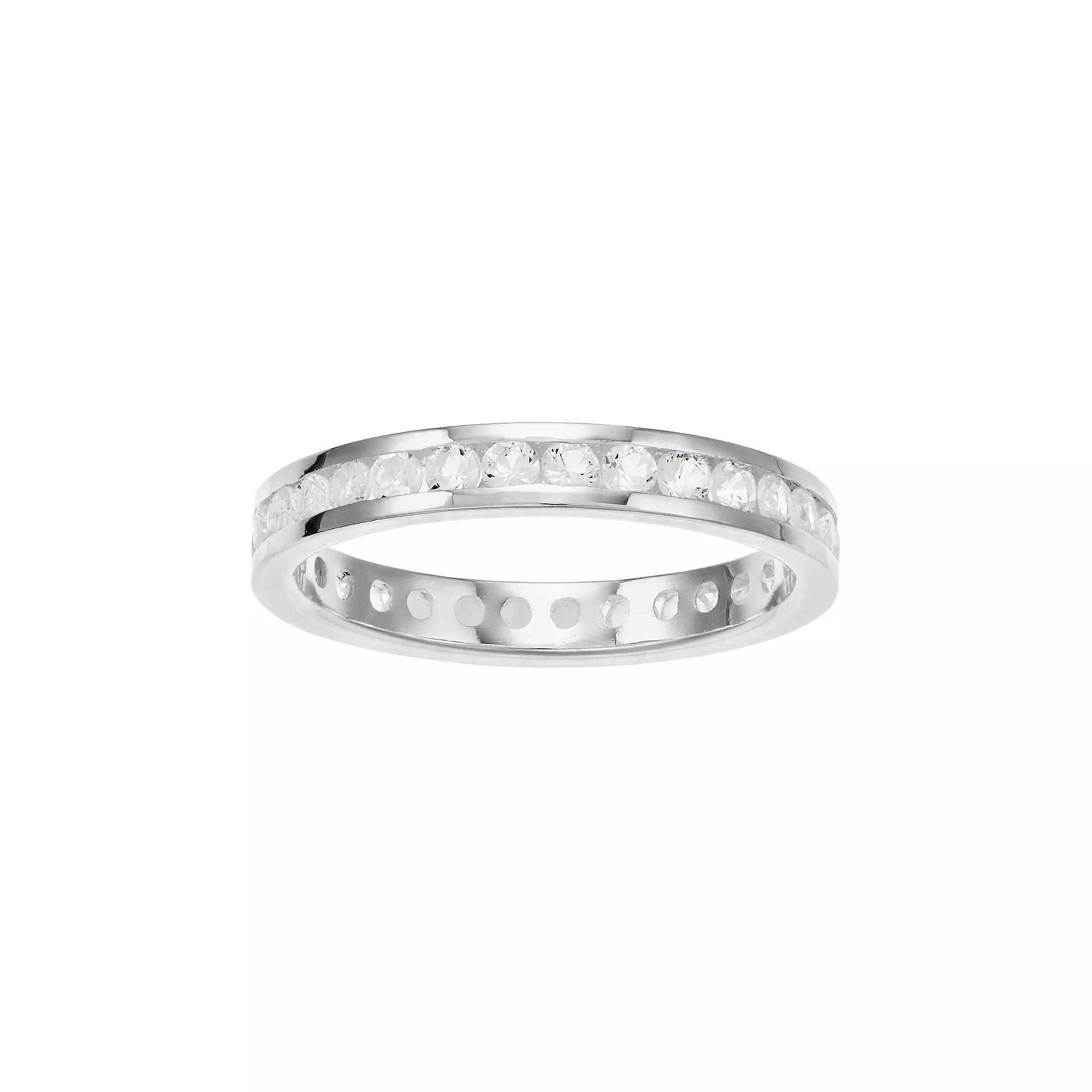 Traditions Jewelry Company Sterling Silver Channel-Set White Topaz Birthstone Ring, Women's, Size: 9 Product Image