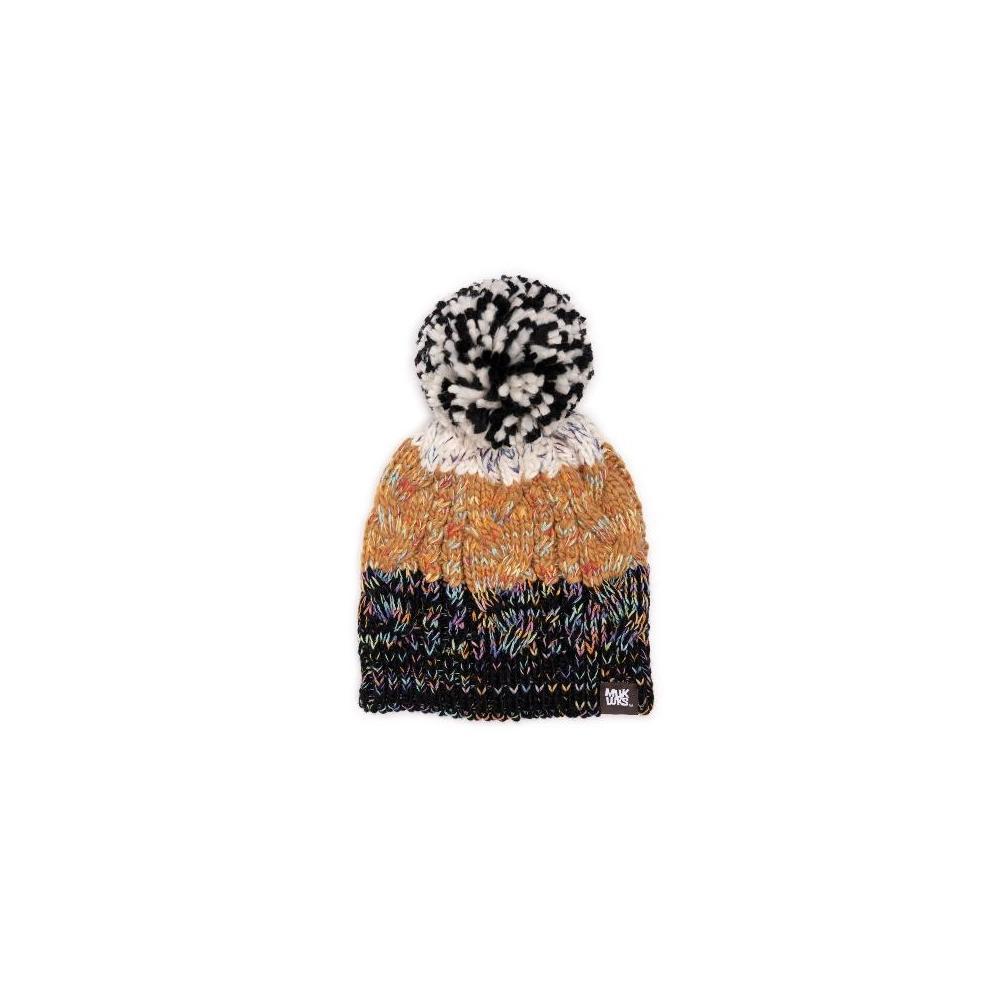 Women's MUK LUKS Colorblock Stripe Cable Beanie, Ebony Space Dye Marl Product Image