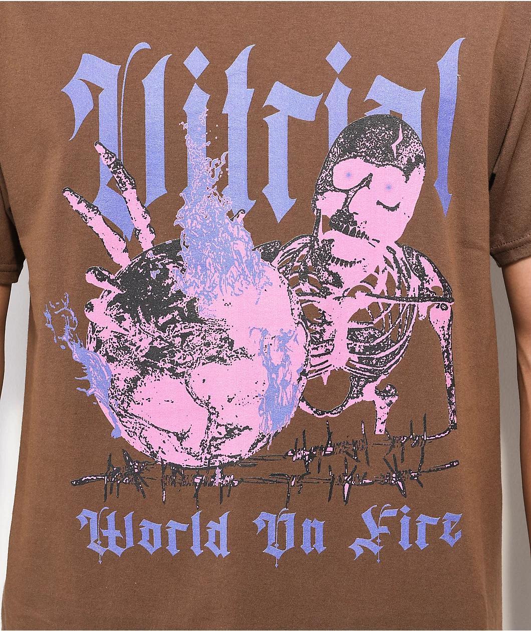 Vitriol World On Fire Brown T-Shirt Product Image