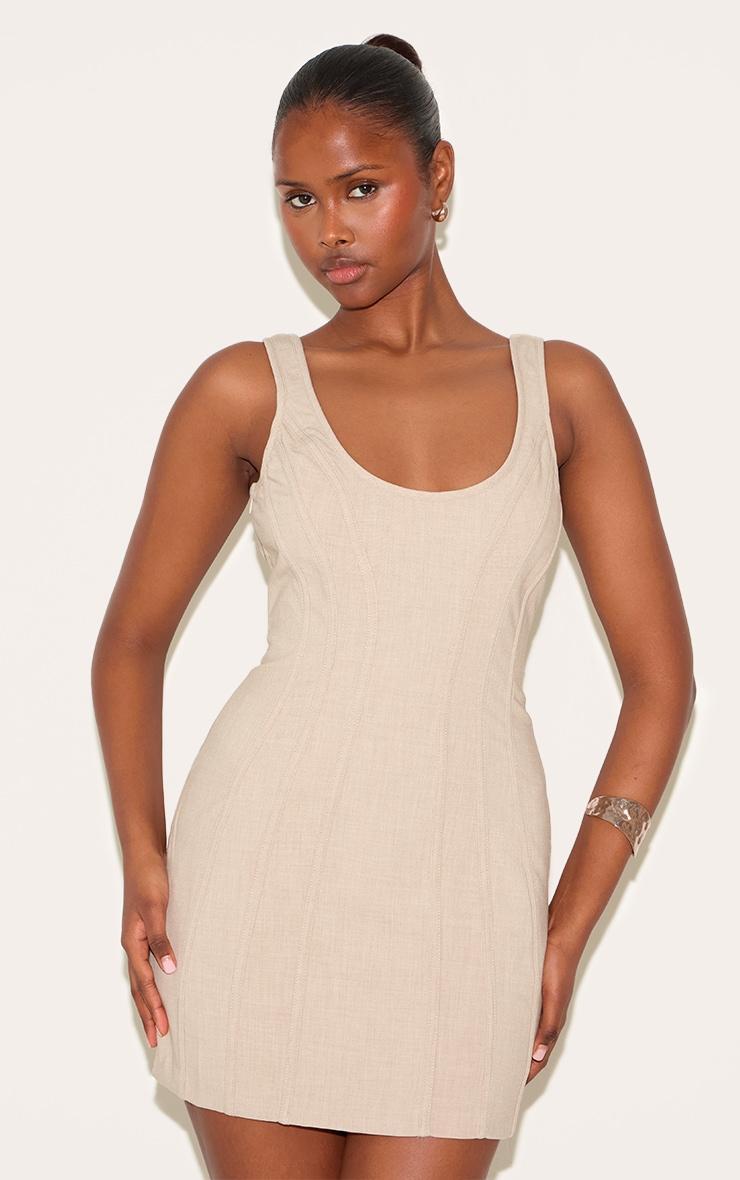 Chestnut Woven Corset Detail Mini Dress Product Image