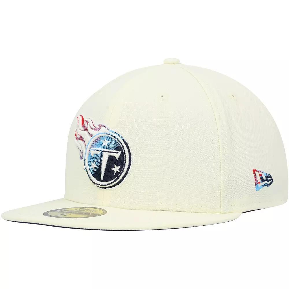 Men's New Era Cream Tennessee Titans Chrome Dim 59FIFTY Fitted Hat, Size: 7 1/2, Beige Product Image