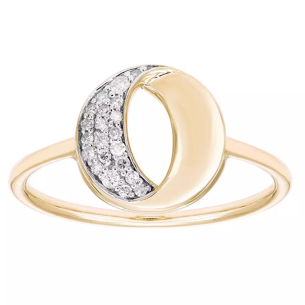 Boston Bay Diamonds 14k Gold Over Sterling Silver 1/8 Carat T.W. Diamond Crescent Ring, Womens Gold Tone Product Image