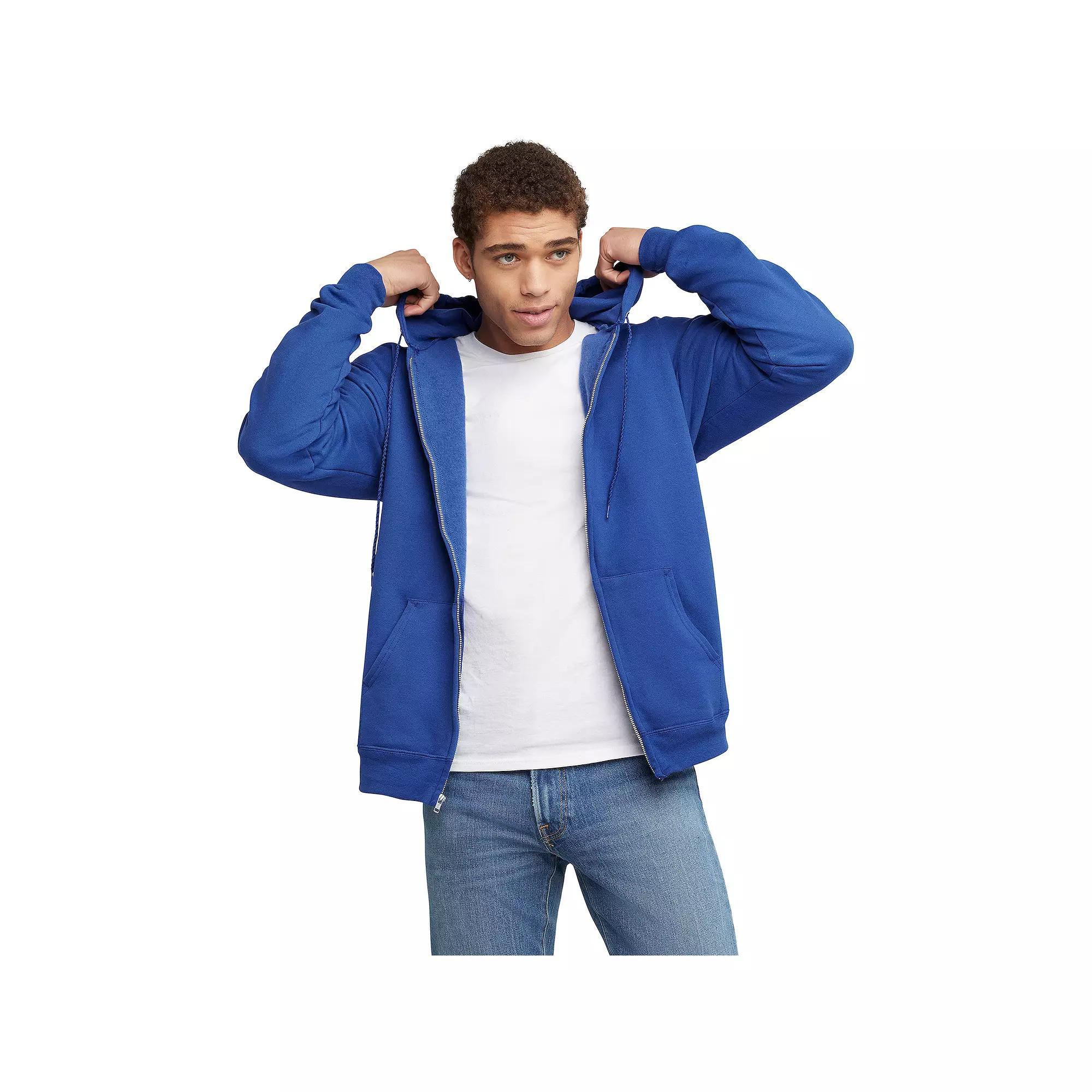 Men's Hanes Ultimate® Fleece Full-Zip Hoodie, Size: Large, Light Silver Product Image