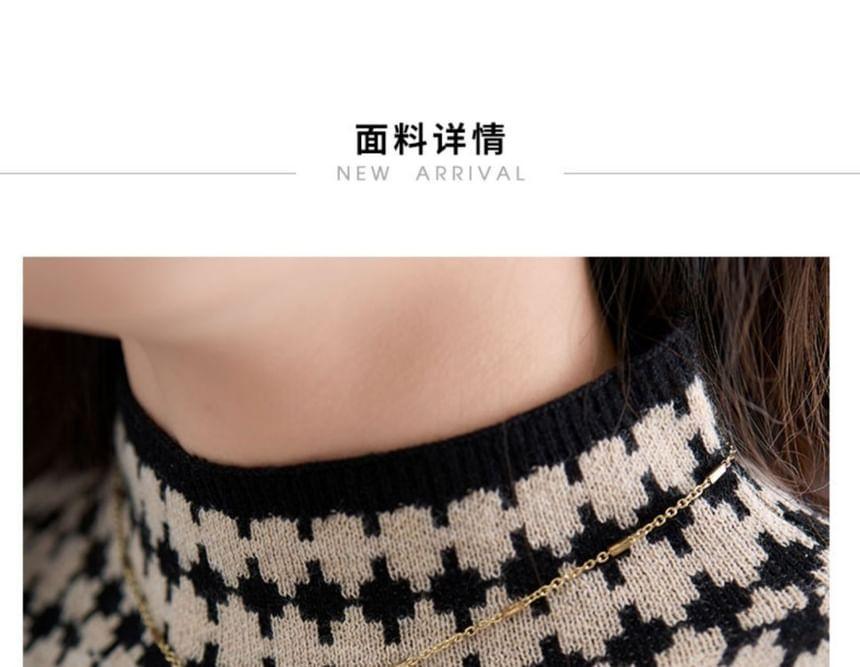 Long-Sleeve Mock Neck Two Tone Sweater Product Image