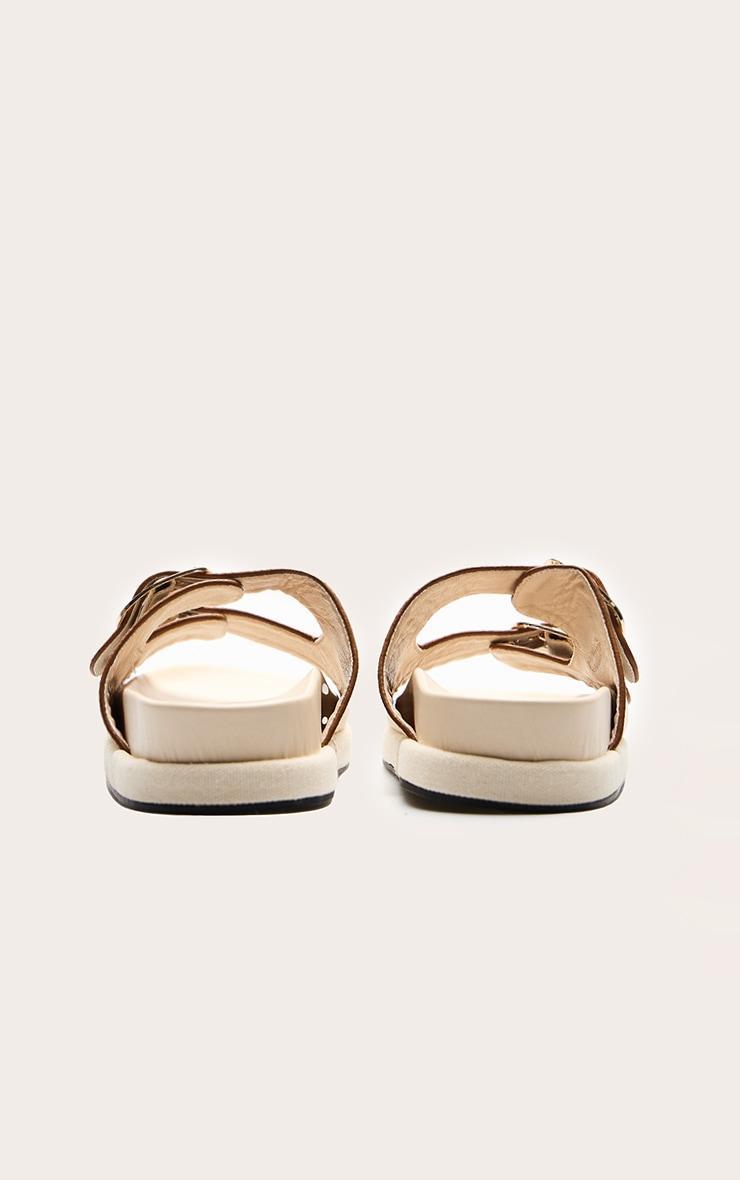 Cream Contrast Woven Buckle Footbed Sandals Product Image