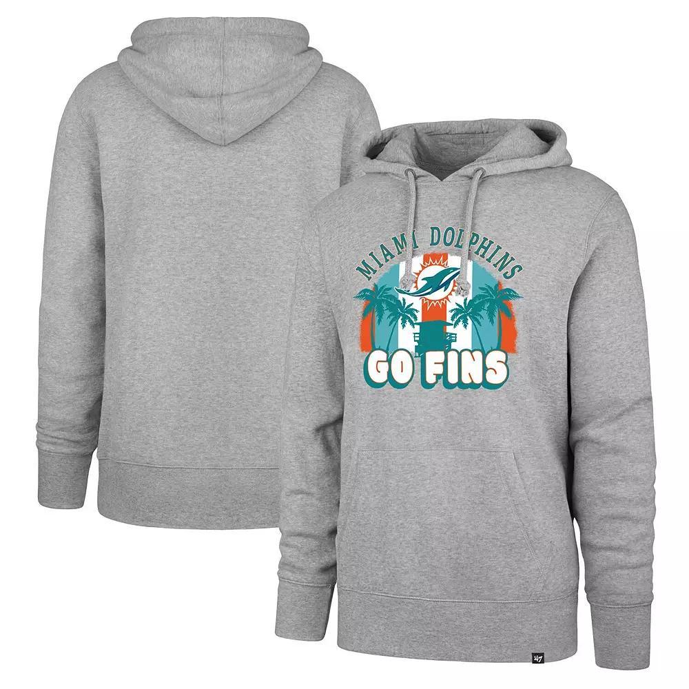 Men's '47 Gray Miami Dolphins Regional Headline Pullover Hoodie, Size: Large, Grey Product Image