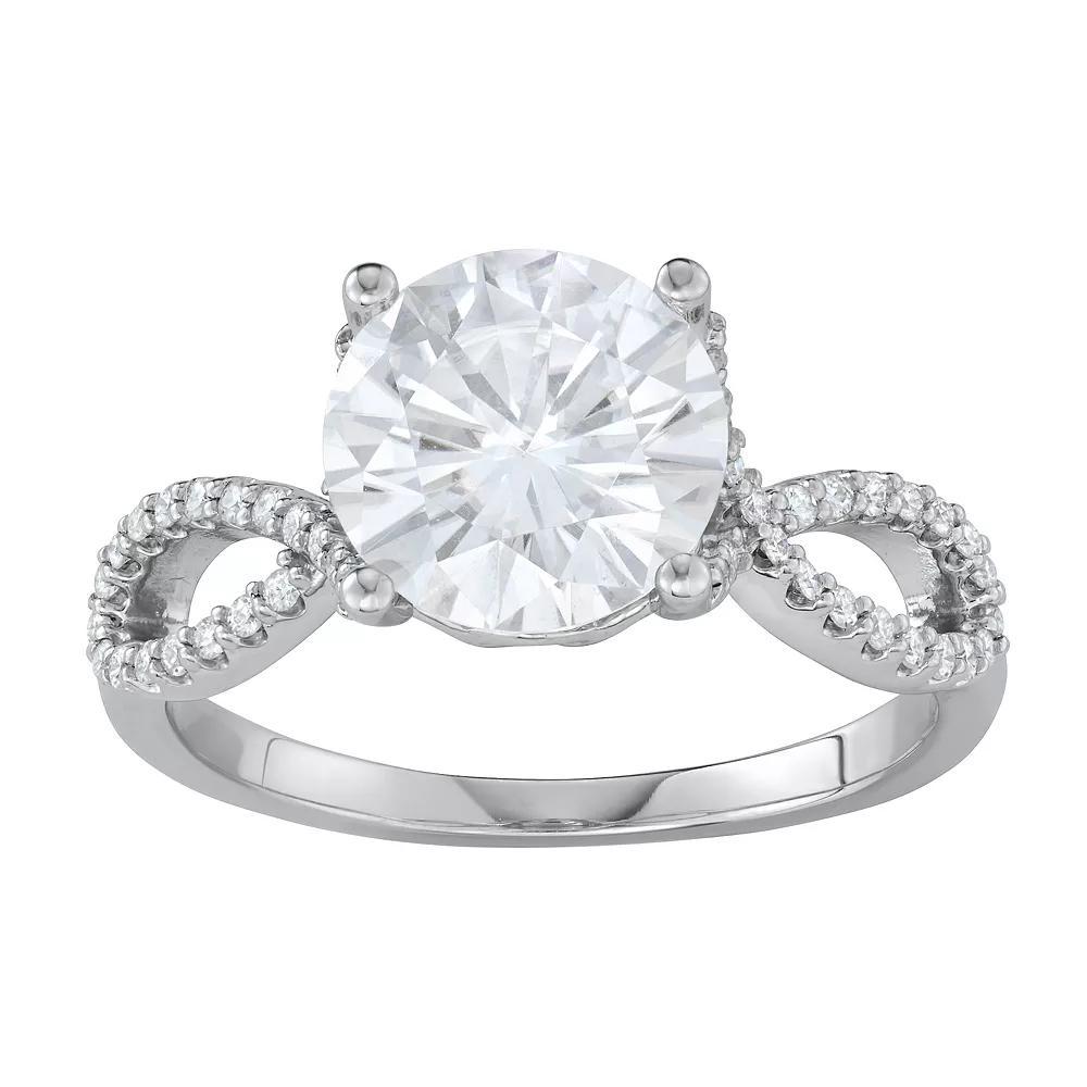 Charles & Colvard 14k White Gold 3 Carat T.W. Lab-Created Moissanite Twisted Split Shank Ring, Women's, Size: 6, 14k Whgold Product Image