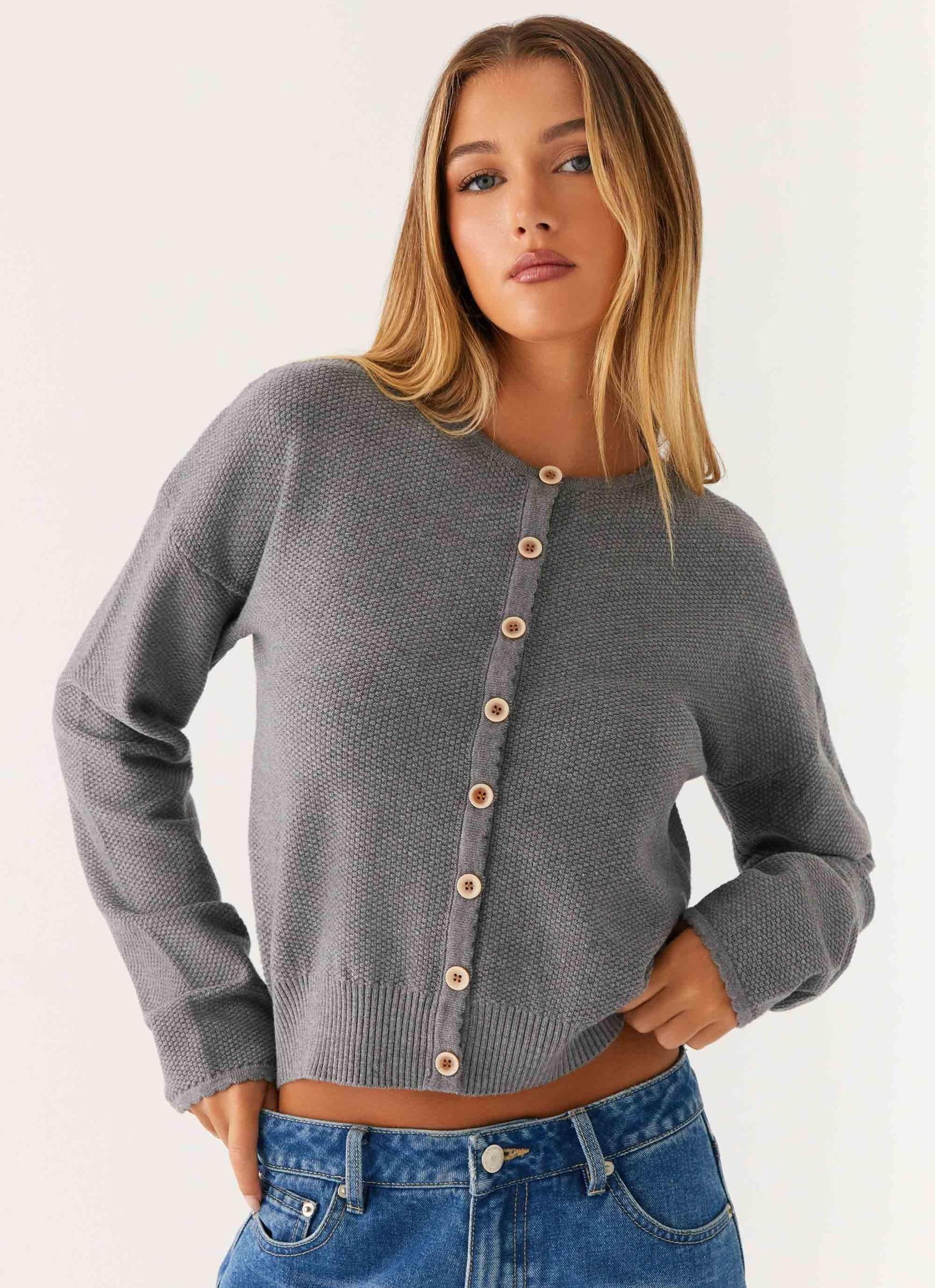 Etty Knit Cardigan - Dark Grey Product Image