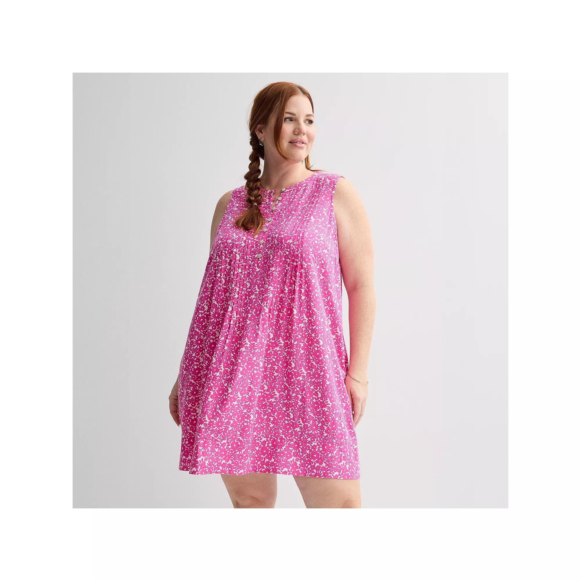 Plus Size Sonoma Goods For Life Pintuck Dress, Womens Black Triangle Geo Product Image