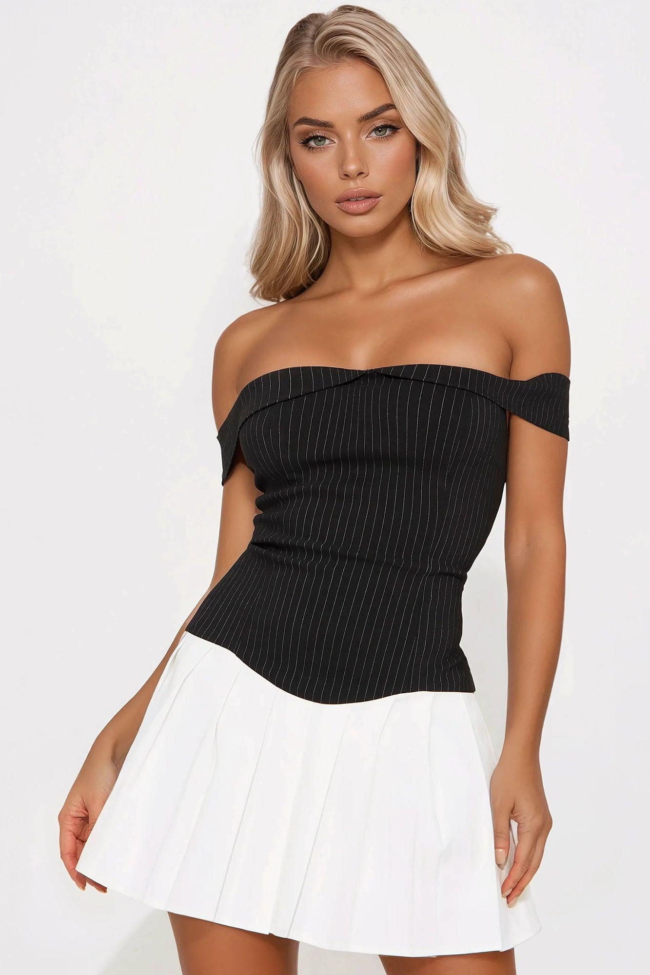Best Asset Pinstripe Mini Dress - Black/combo Product Image