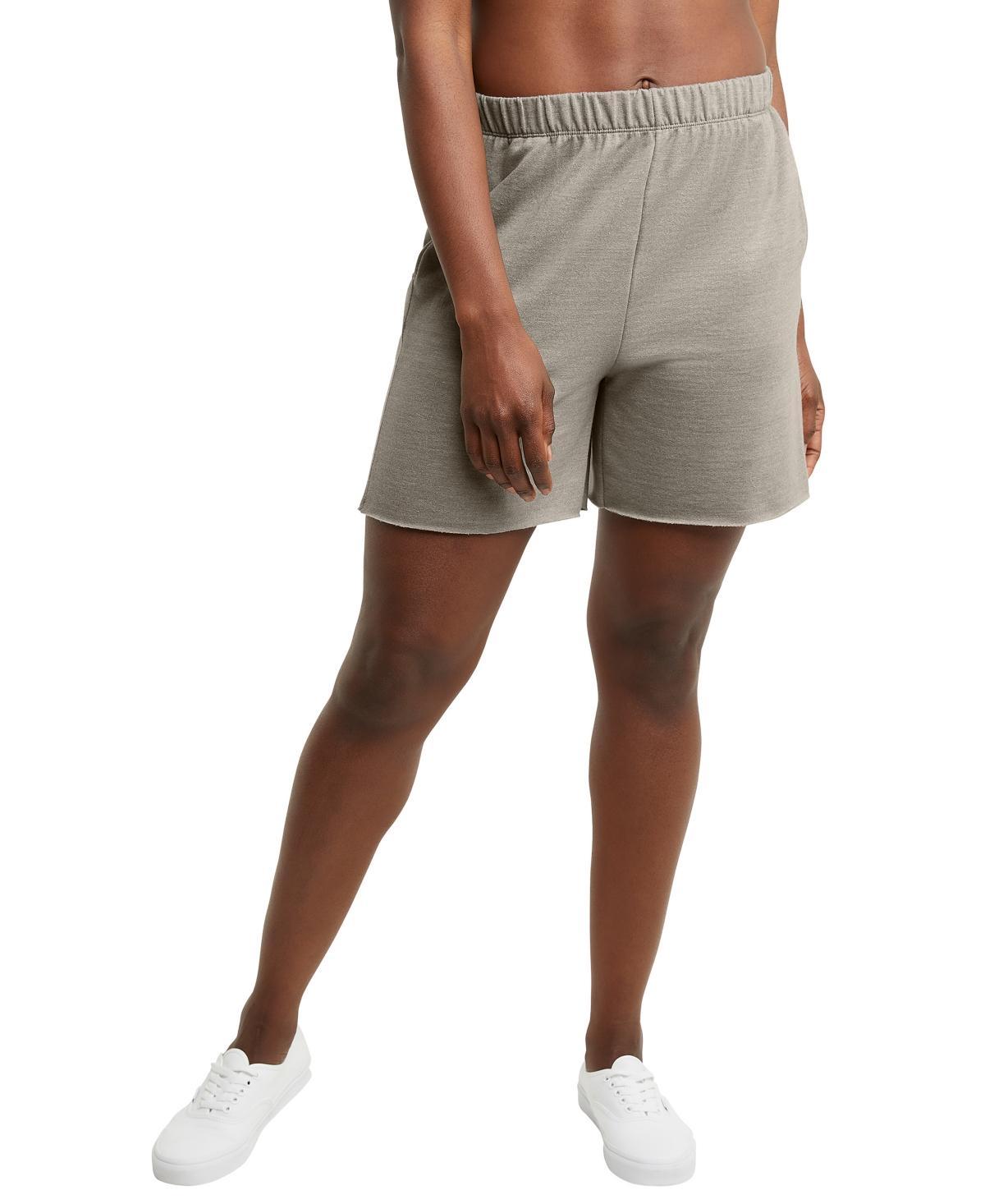 Hanes Originals Womens French Terry Shorts, 5 Concrete Heather 2XL Product Image