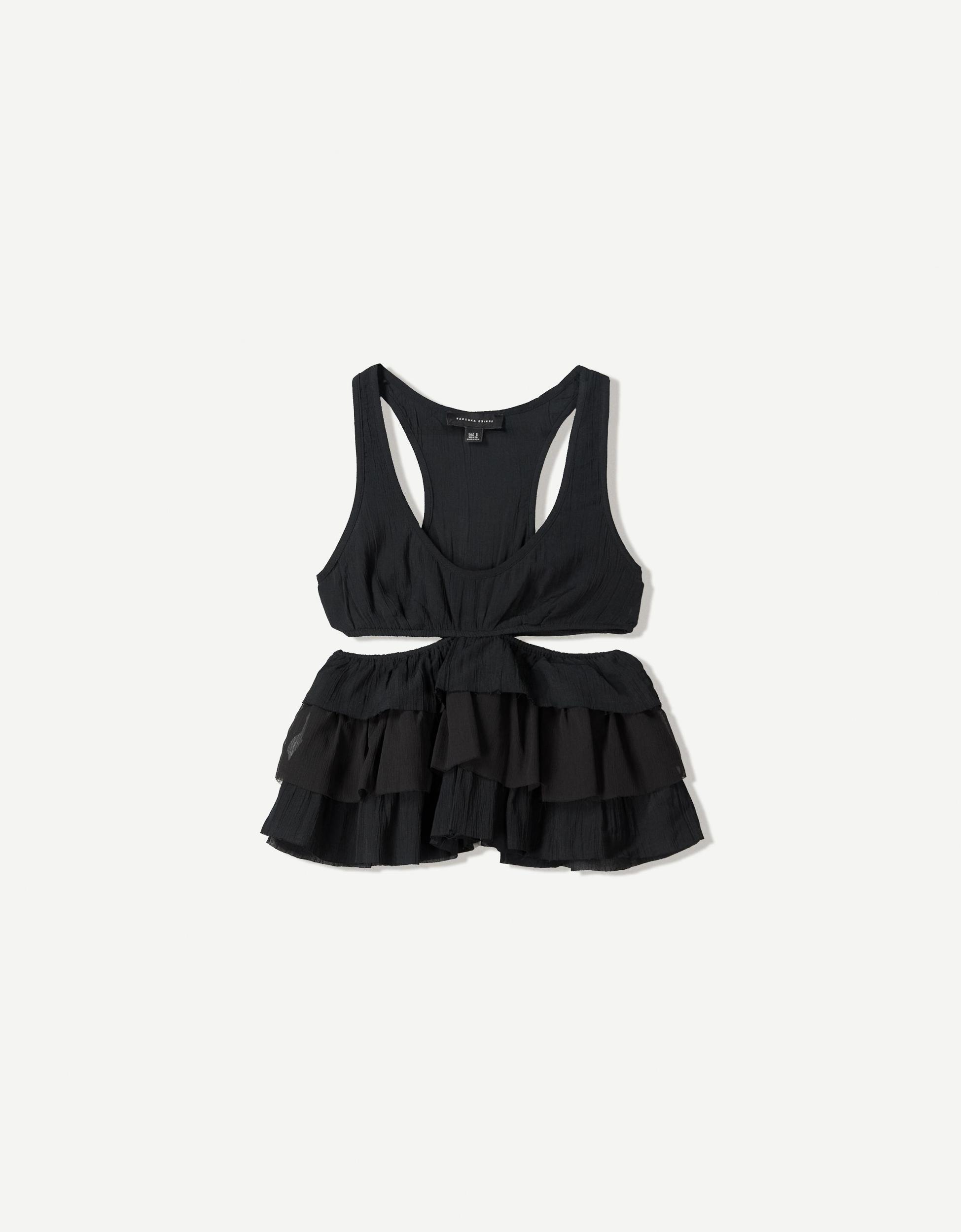 Rustic cut-out top with ruffles Product Image
