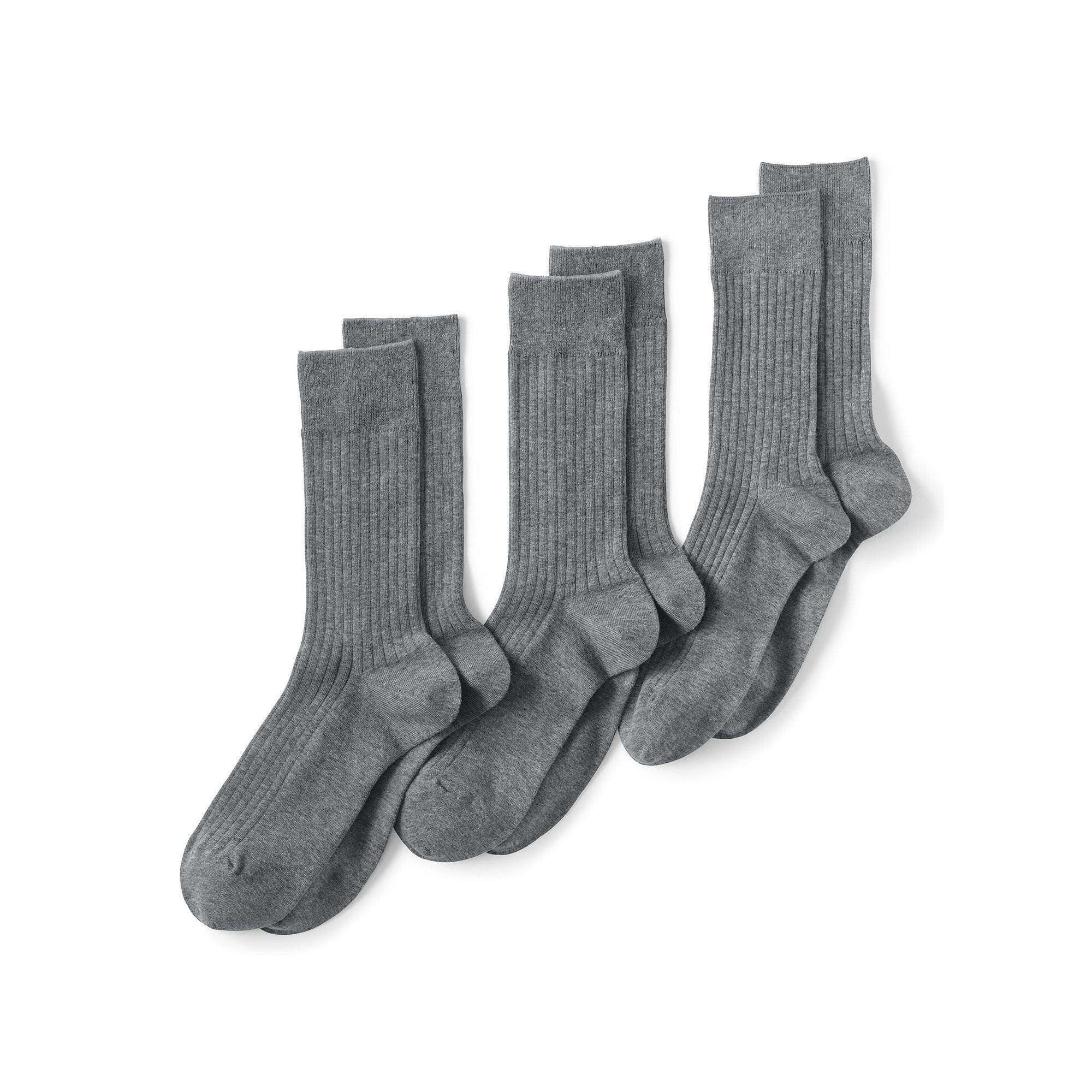 Mens Lands End Seamless-Toe Cotton 3-Pack Dress Socks Radiant Blue Product Image