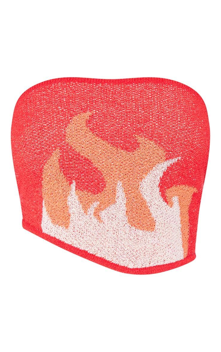 Red Towel Knit Flame Bandeau Top Product Image