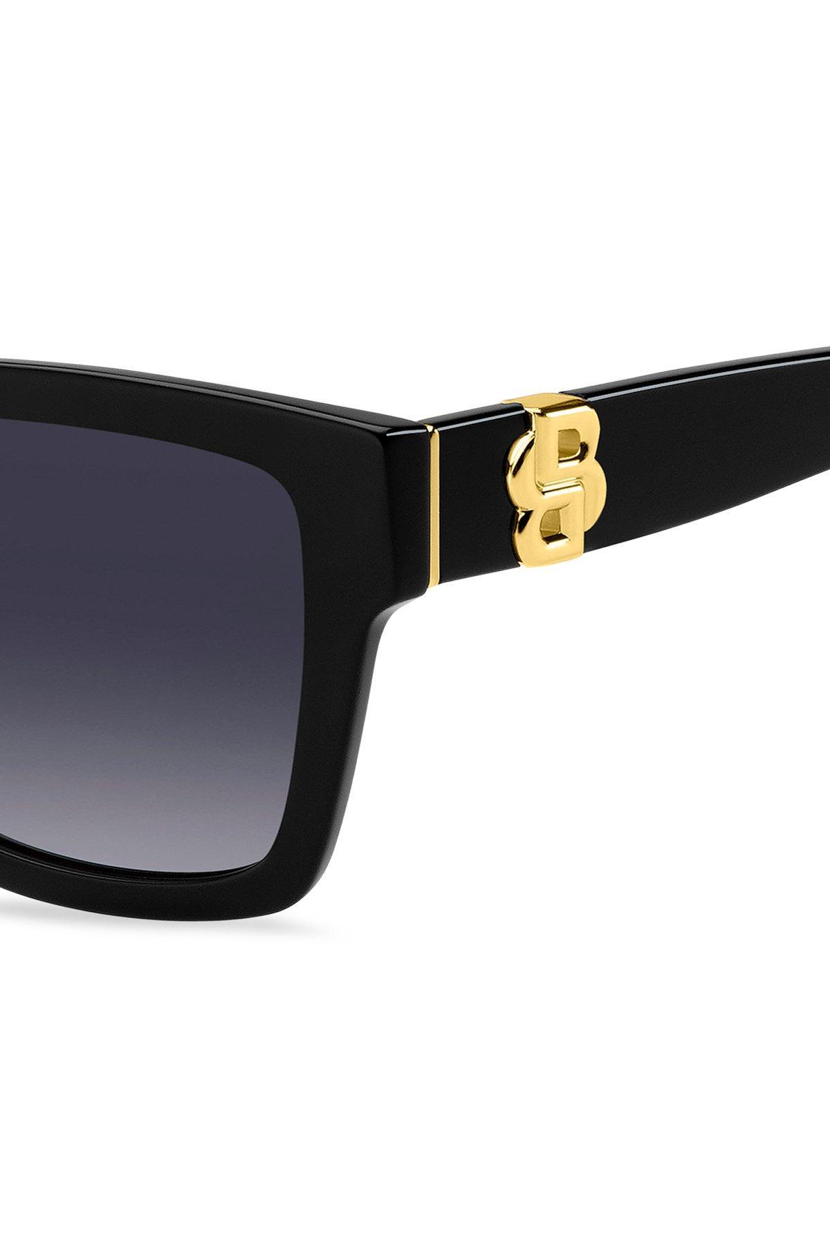 BOSS - Black-acetate sunglasses with gold-tone Double B monograms Product Image