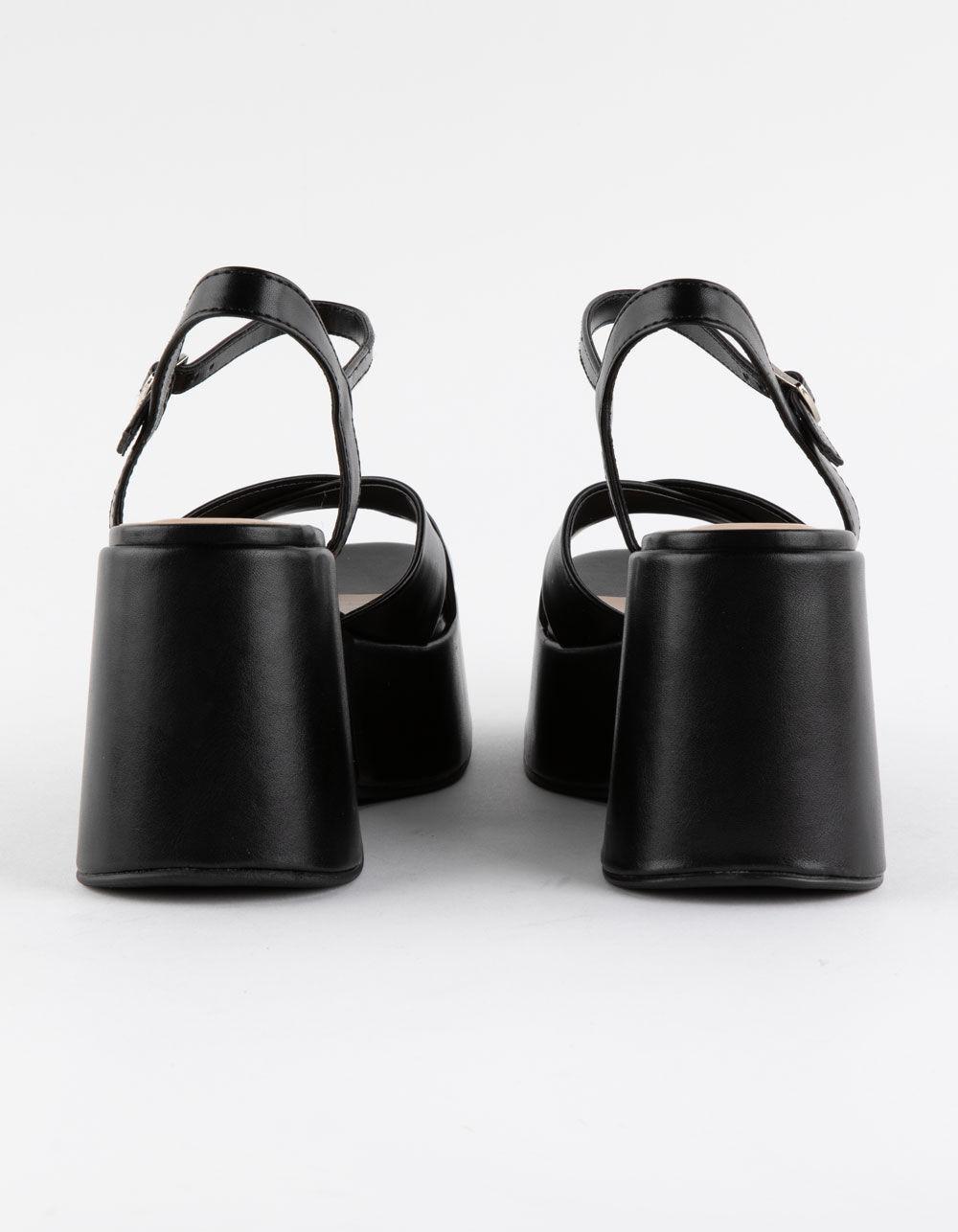 SODA Cross Band Womens Platform Wedges - BLACK Product Image