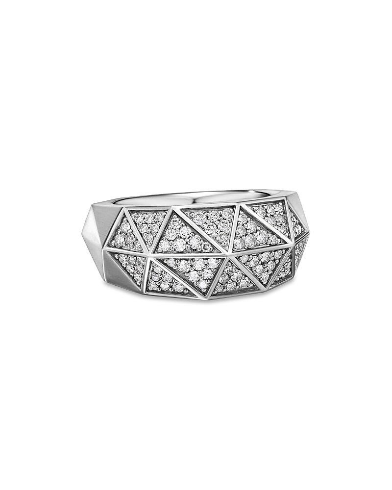 David Yurman Mens Sterling Silver Faceted Diamond Pave Ring Product Image