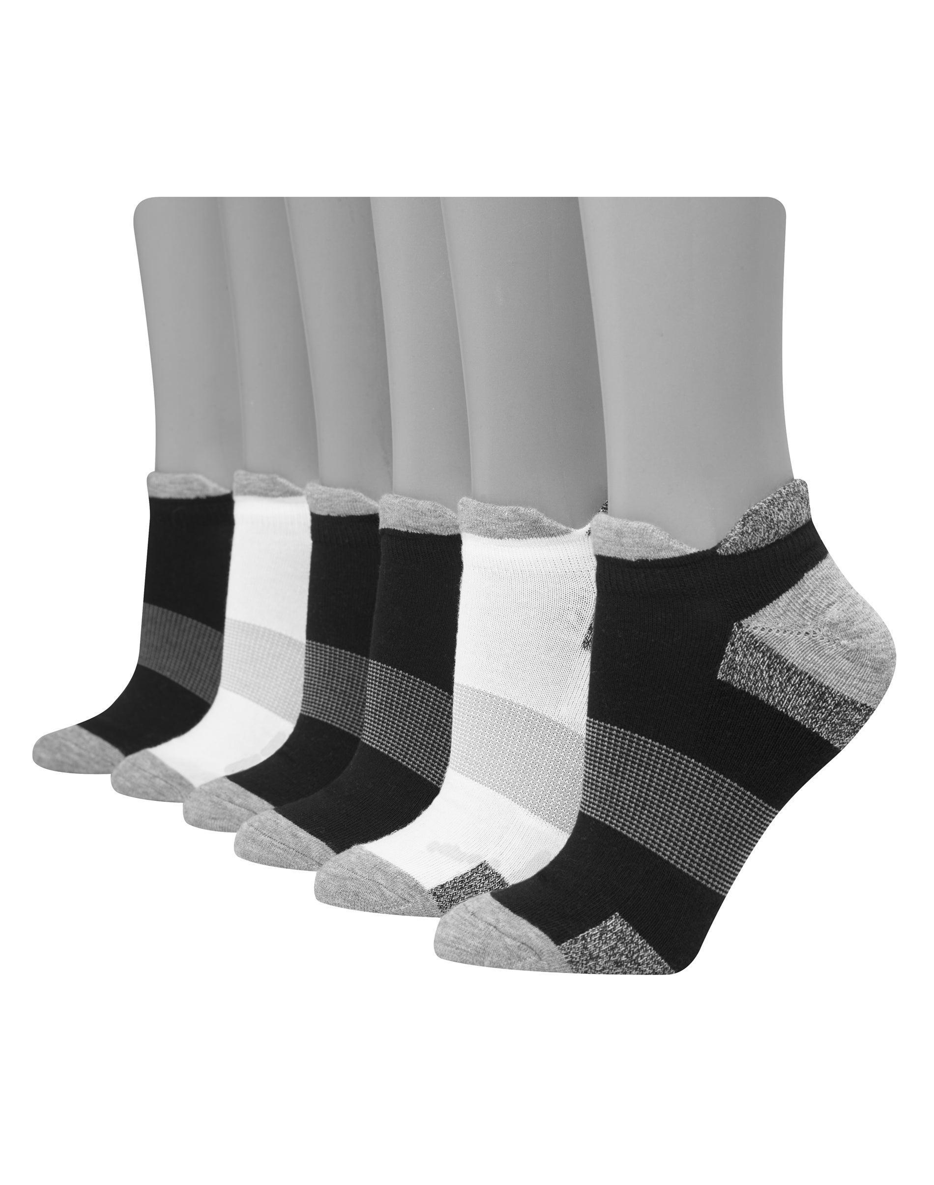 Hanes Womens Performance Heel Shield Socks, Cushioned, 6-Pairs Grey/Assorted Color 5-9 Product Image