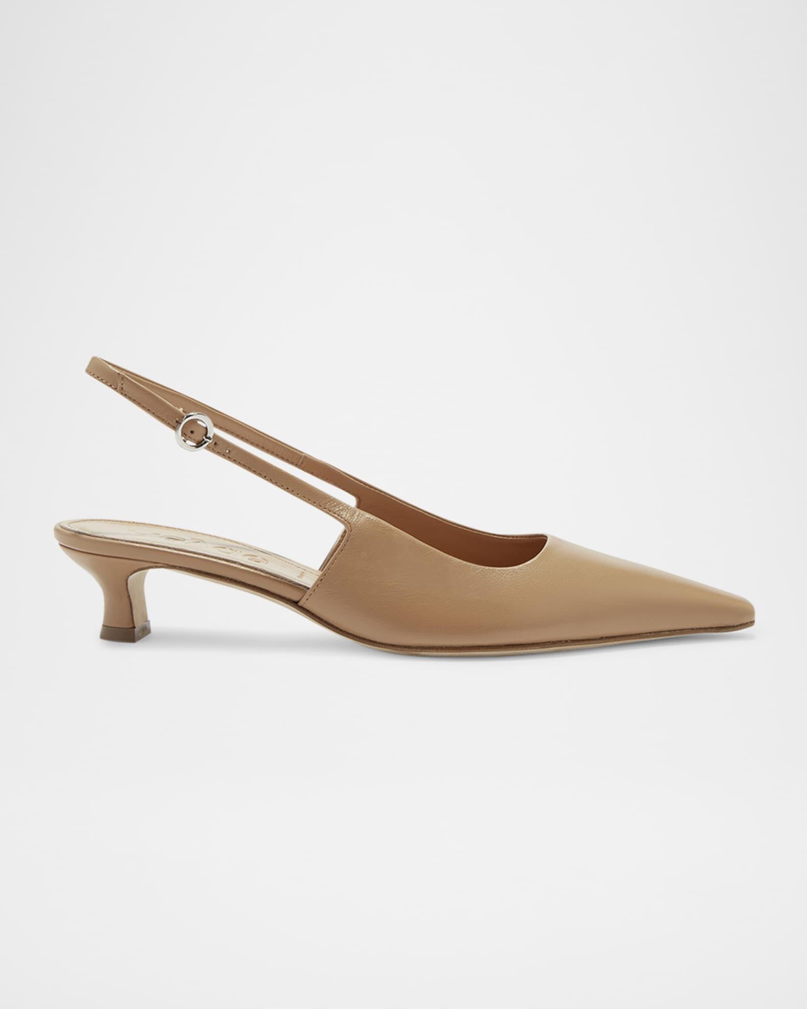 Catrina Leather Kitten-Heel Slingback Pumps Product Image