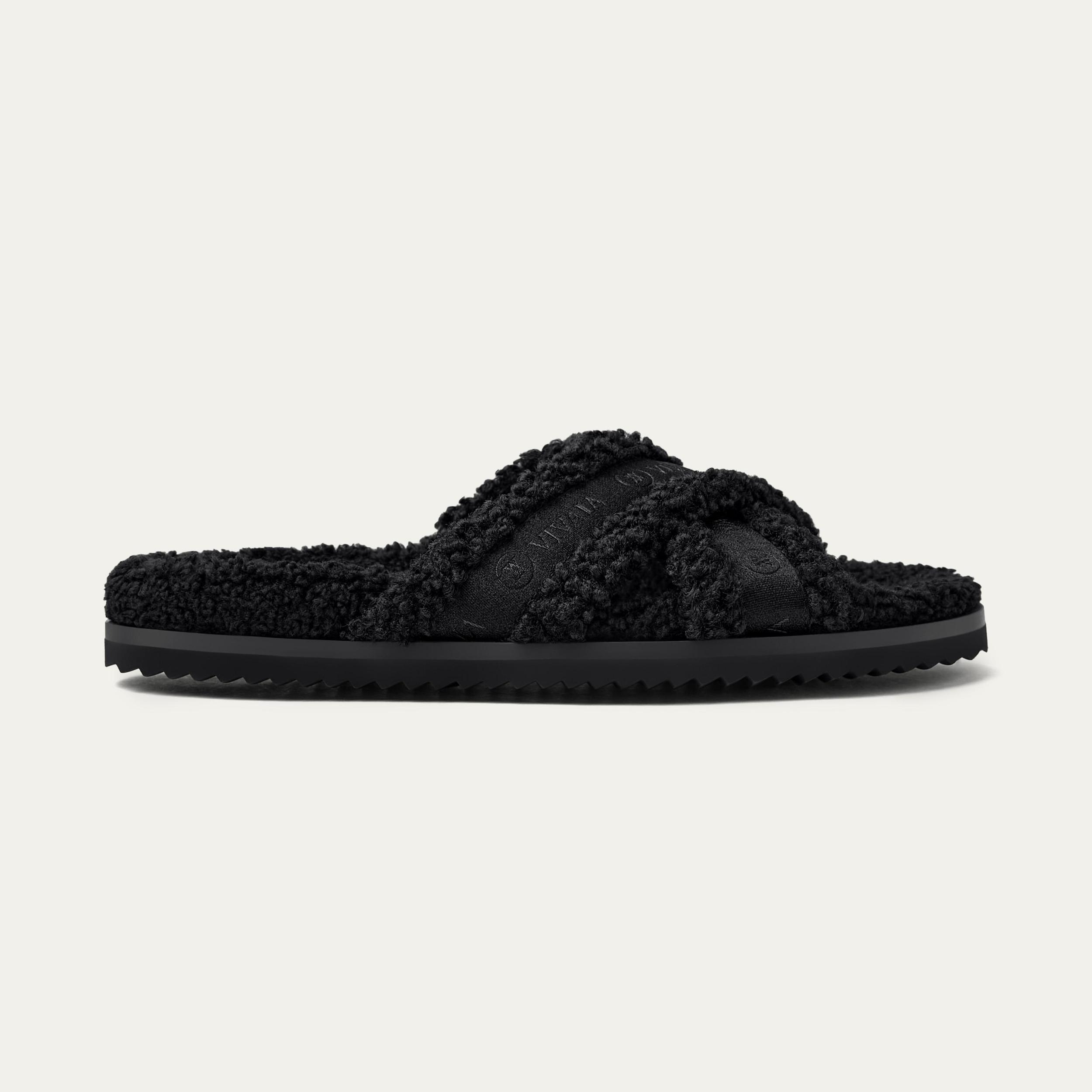 Furry Criss-Cross Strap Slippers (Hannah) Product Image