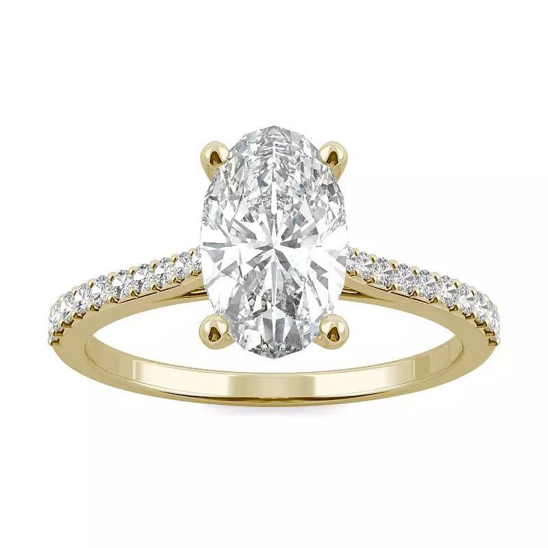 Charles & Colvard 14k White Gold 2 1/2 Carat T.W. Lab-Created Moissanite Elongated Oval Engagement Ring, Womens Product Image