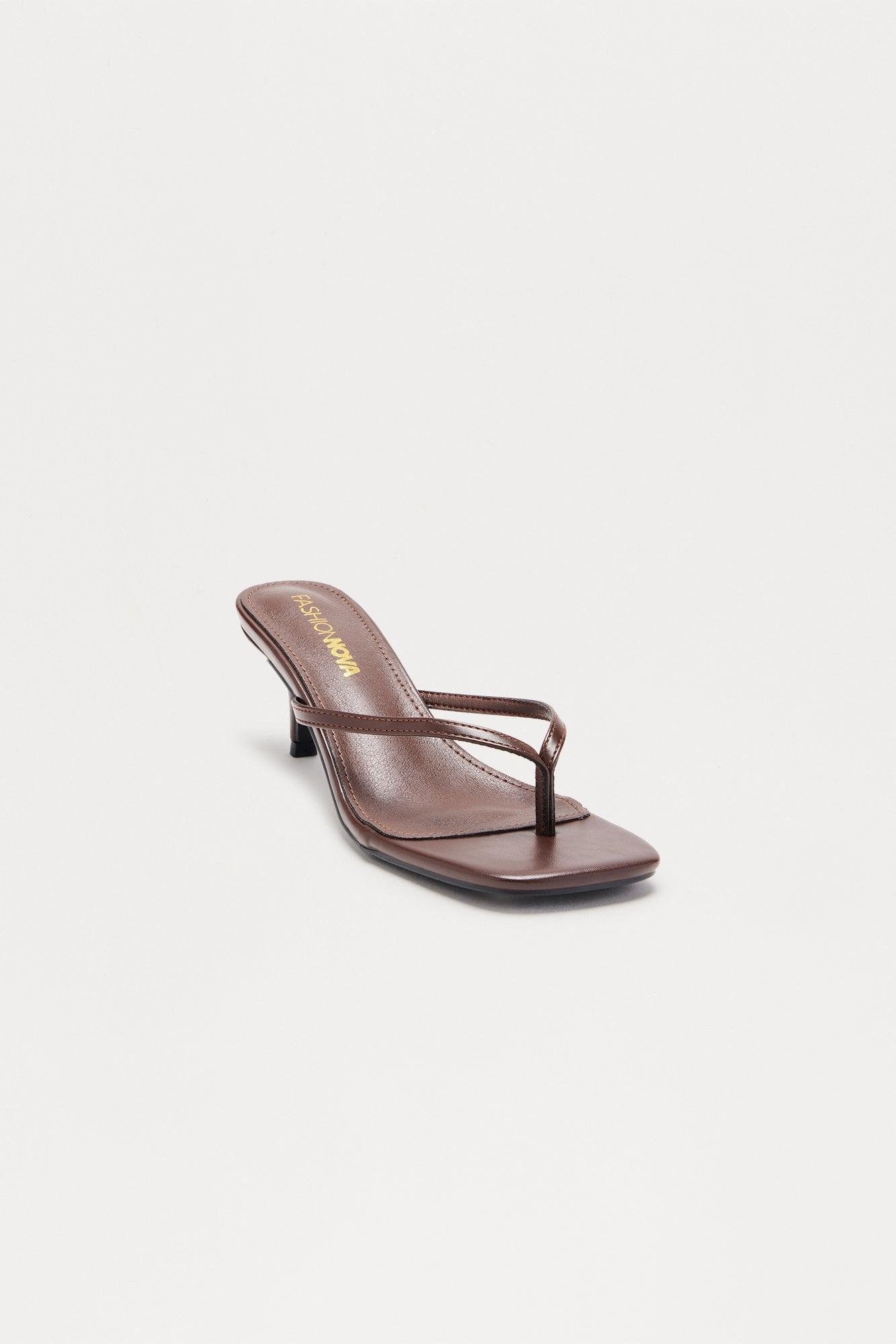 Truce Faux Leather Thong Mules - Chocolate Female Product Image