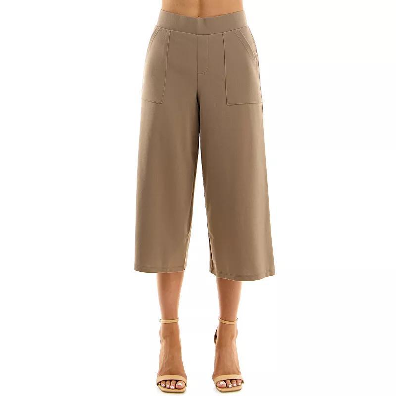 Women's Nina Leonard Elastic Waist Culotte Pants, Size: Small, Mink Product Image