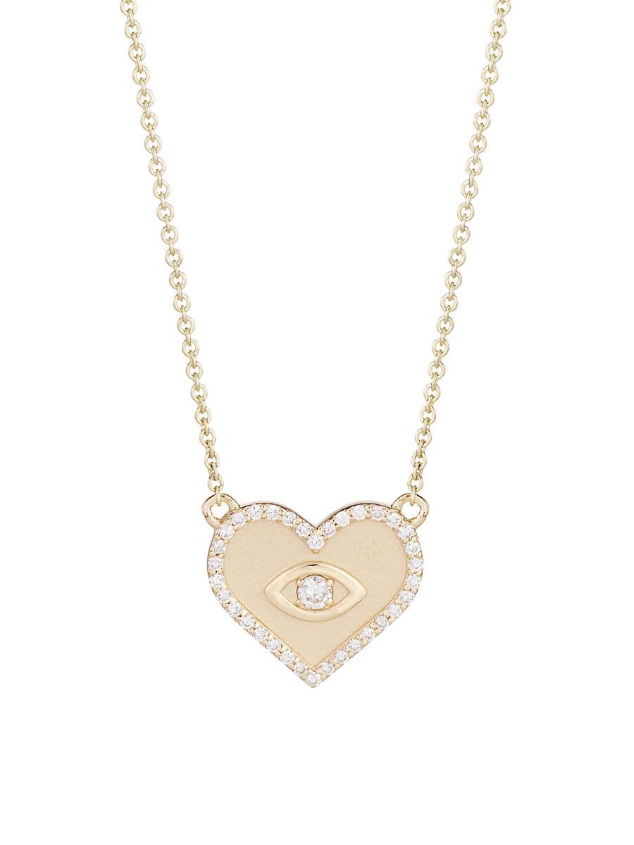 Yellow Gold Small Heart Necklace with Marquise Eye Product Image
