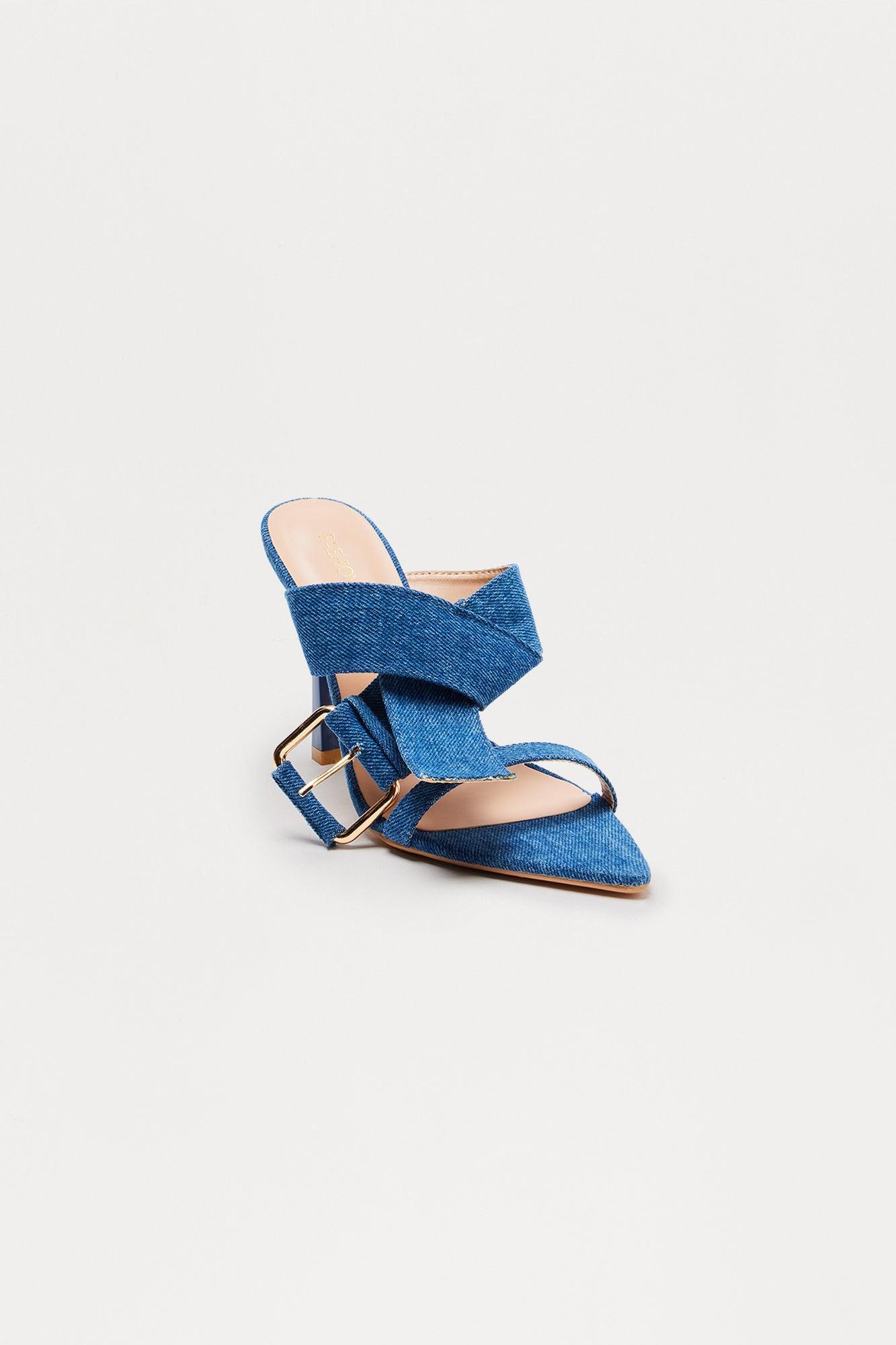 Camari Buckle Heels - Denim Product Image
