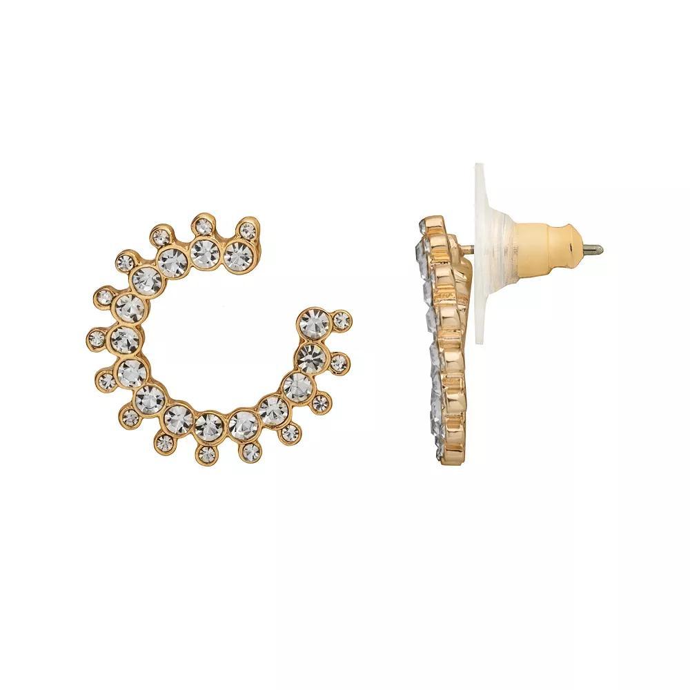 LC Lauren Conrad Gold Tone Pave Circle Stud Earrings, Women's, Clear Product Image