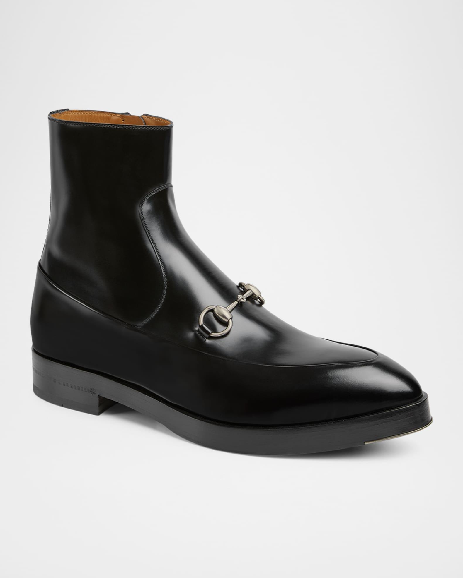 Men's Burn Leather Horsebit Ankle Boots Product Image