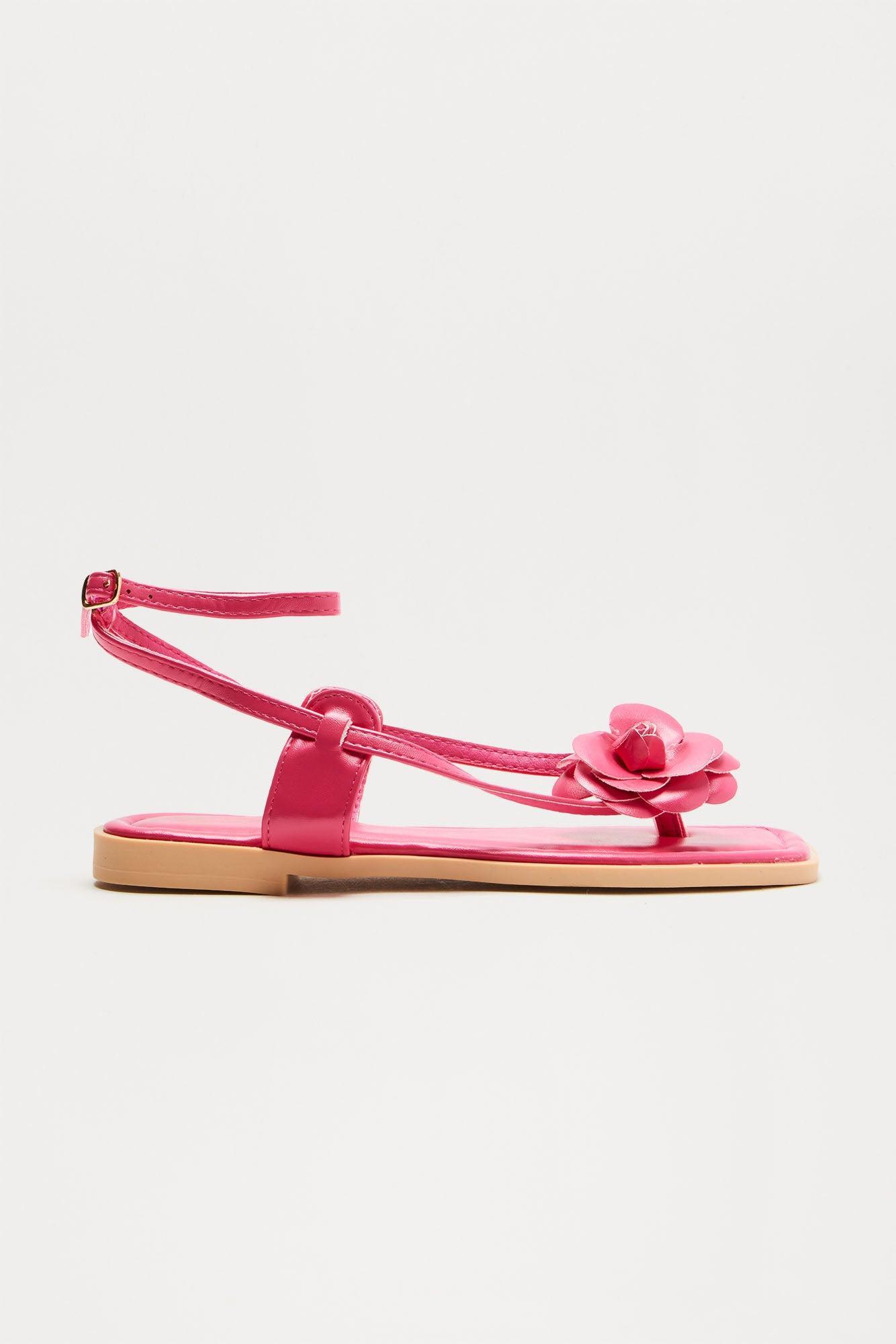 Tula Flower Faux Leather Sandals - Pink Product Image