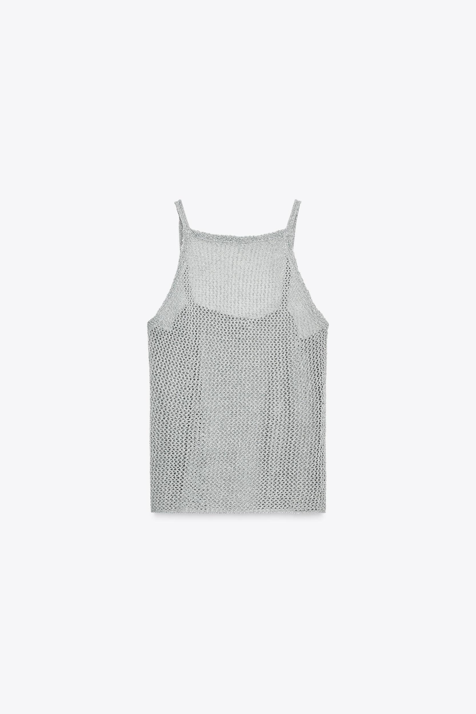 METALLIC THREAD CROCHET TOP Product Image