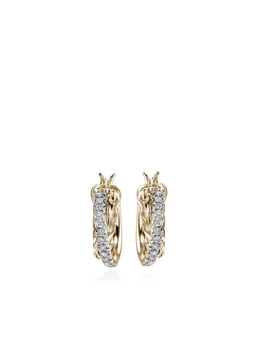 JOHN HARDY 14kt Yellow Gold Jh Essential Crossover Diamond Hoop Earrings In Silver/gold Product Image