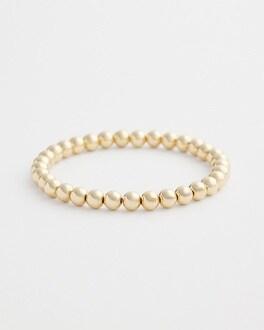 Small Beaded Gold Tone Stretch Bracelet Product Image