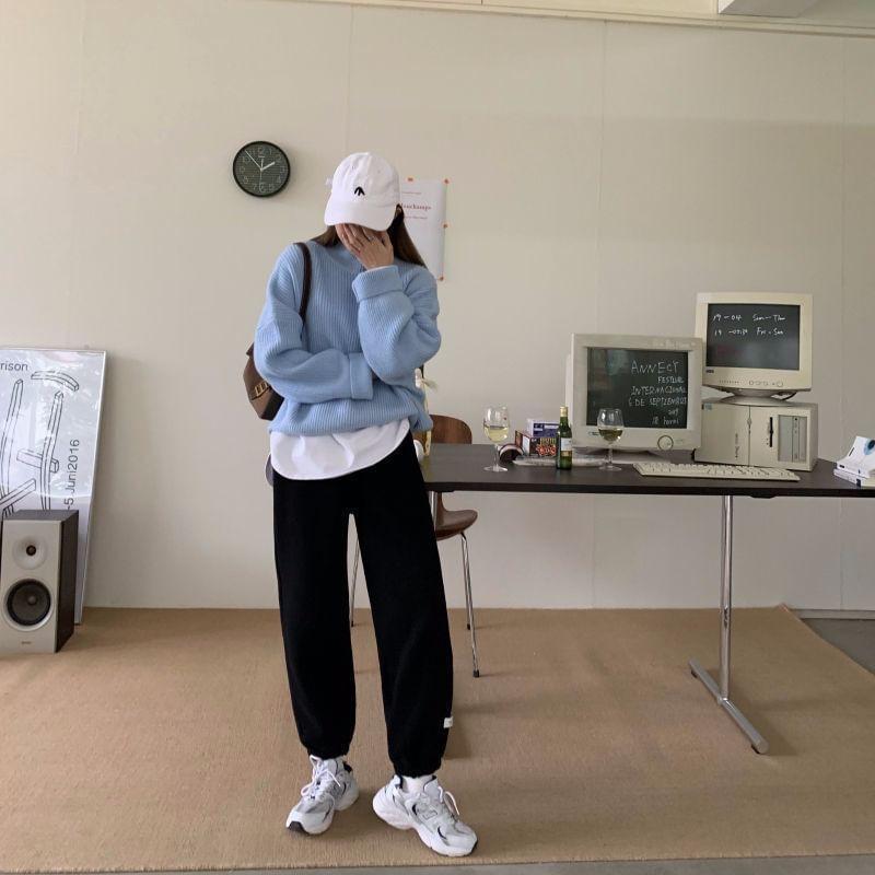 Mid Rise Plain Harem Sweatpants Product Image