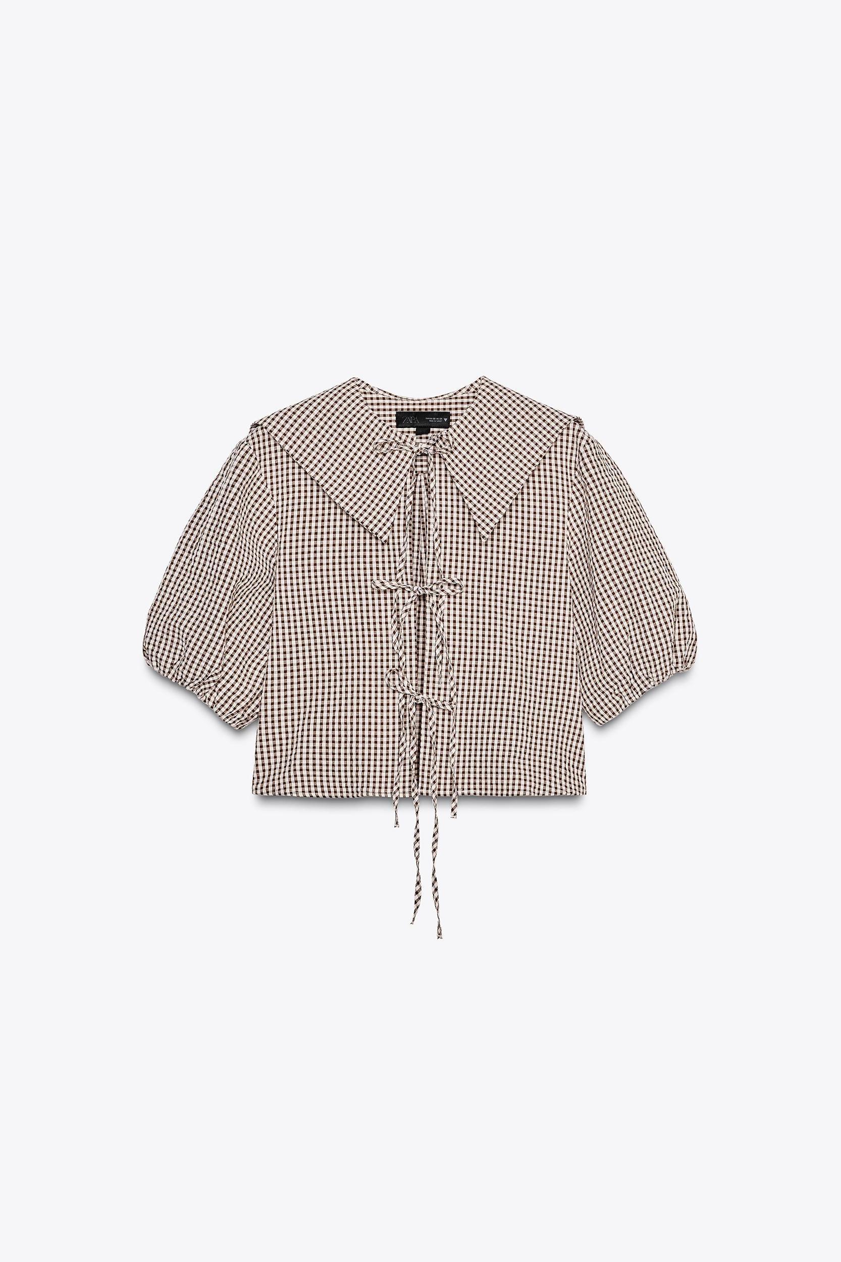 BIB COLLAR GINGHAM SHIRT Product Image